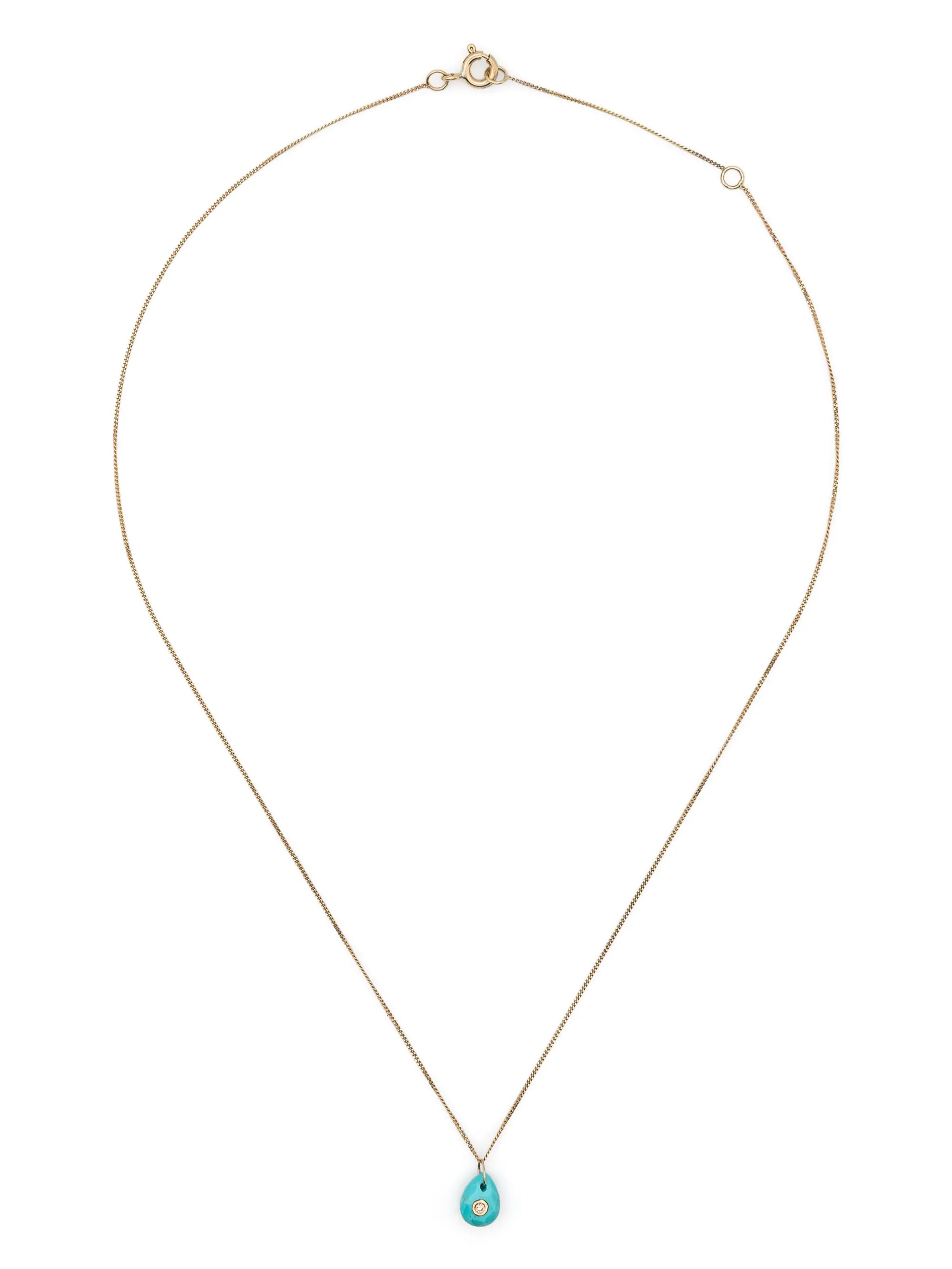 9kt yellow gold Orso diamond and turquoise necklace