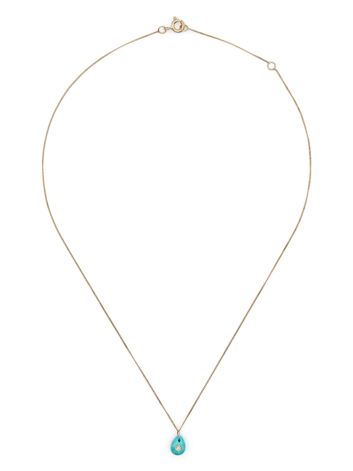 9kt yellow gold Orso diamond and turquoise necklace