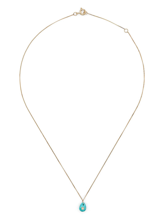 9kt yellow gold Orso diamond and turquoise necklace