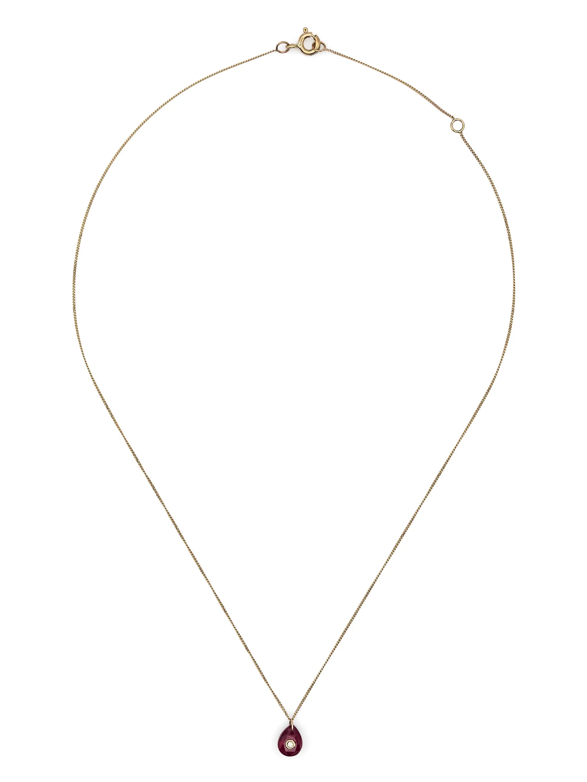 9kt yellow gold Orso diamond and ruby necklace