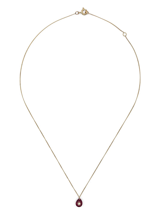 9kt yellow gold Orso diamond and ruby necklace