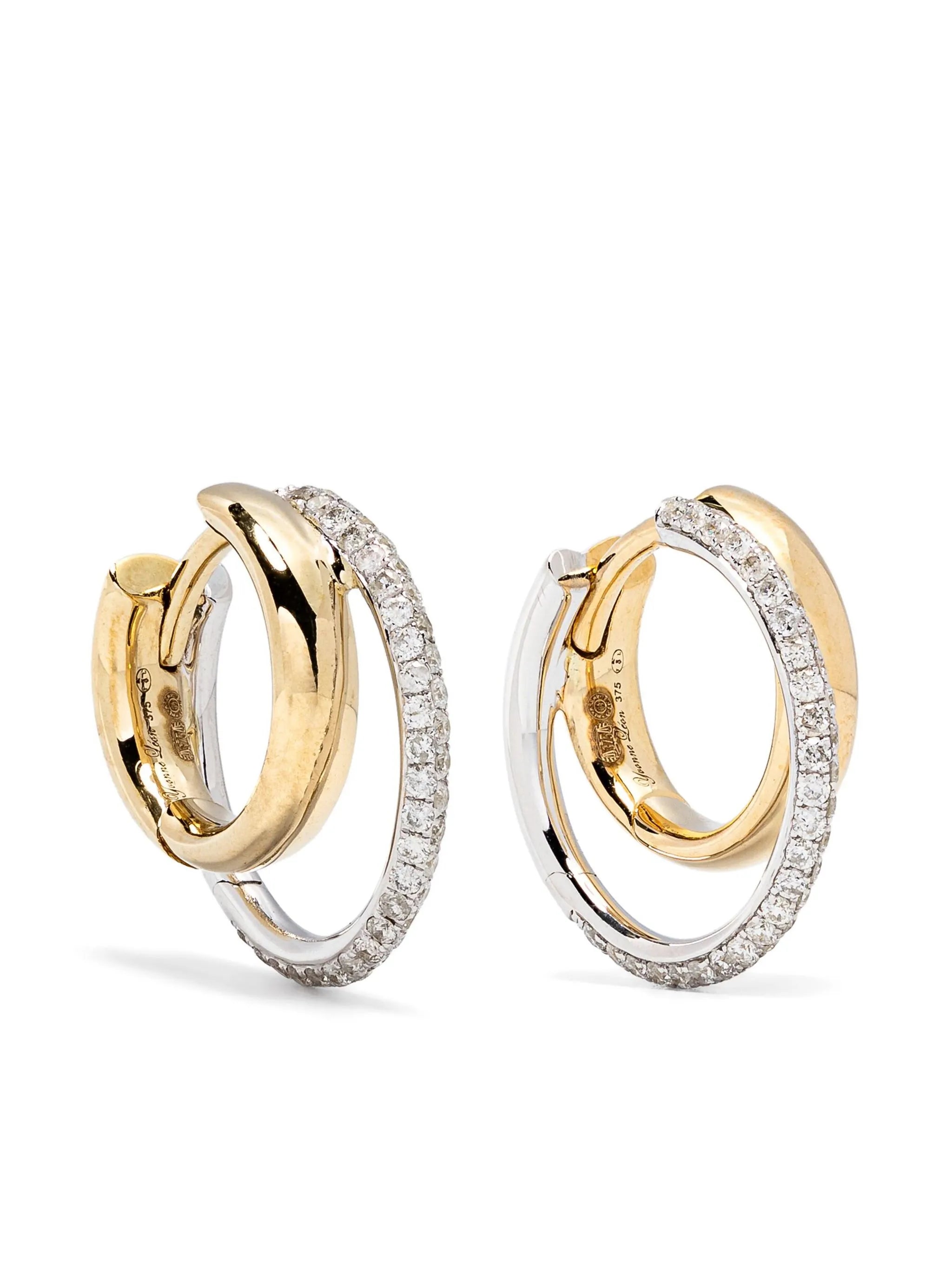 9kt white and yellow gold Créoles hula hoop