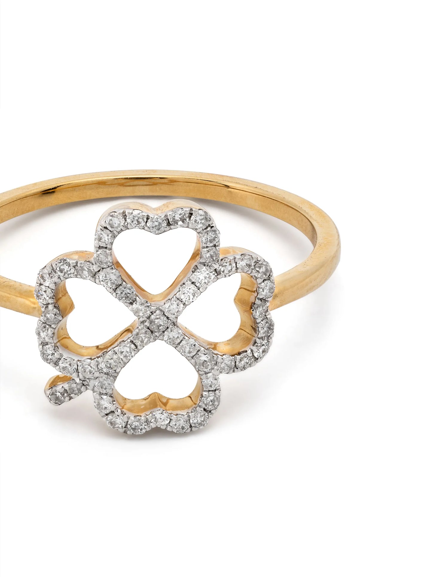 18kt yellow gold Bague Fil Trèfle diamonds ring