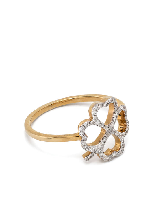 18kt yellow gold Bague Fil Trèfle diamonds ring