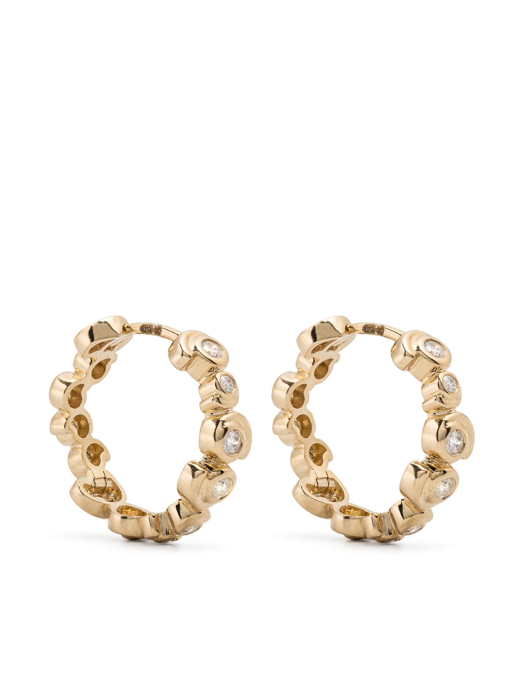 9kt yellow gold Escargot diamond hoop earrings