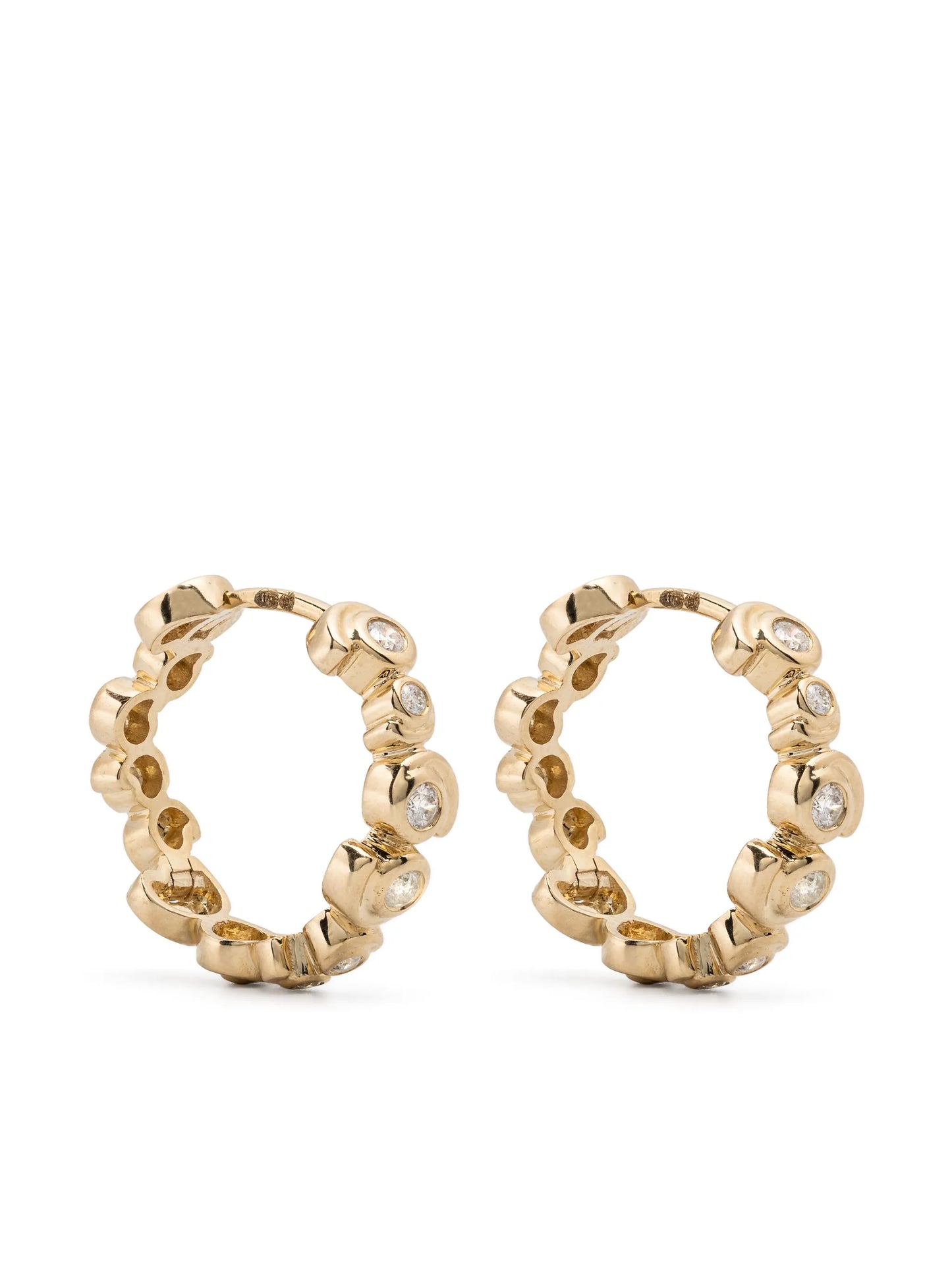 9kt yellow gold Escargot diamond hoop earrings