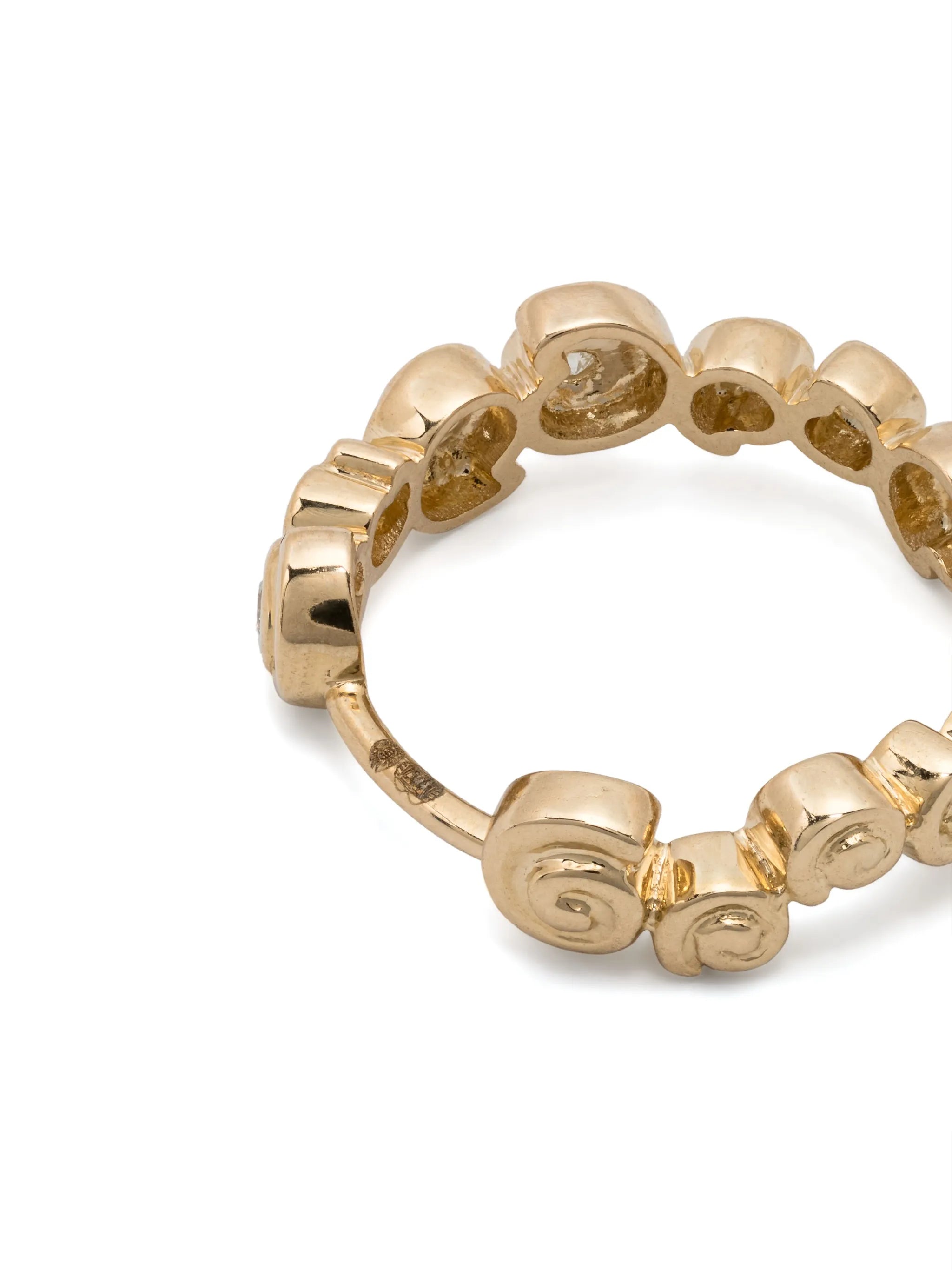 9kt yellow gold Escargot diamond hoop earrings