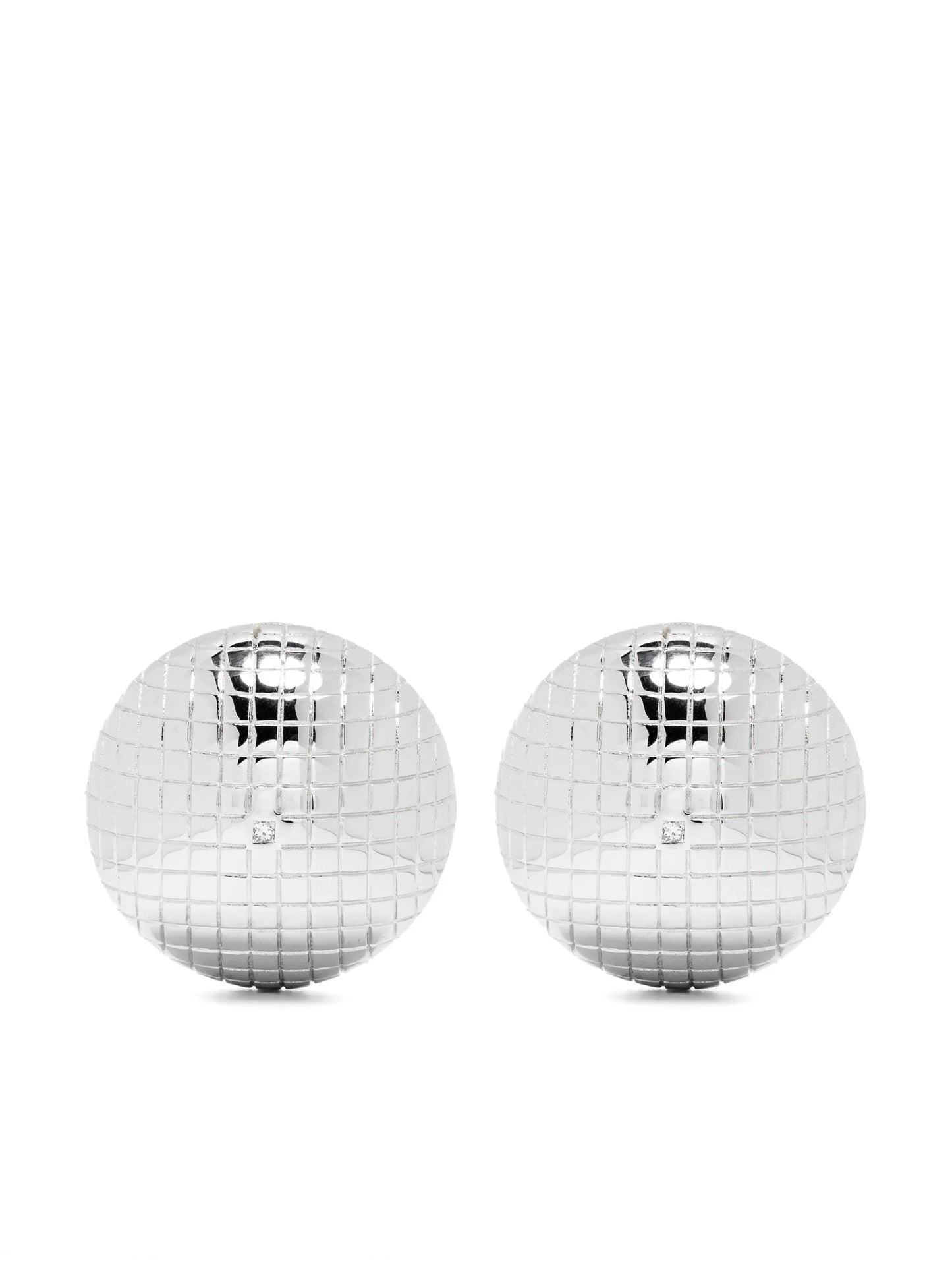 9kt white gold Maxi Boucles D'oreille Boule Disco earrings