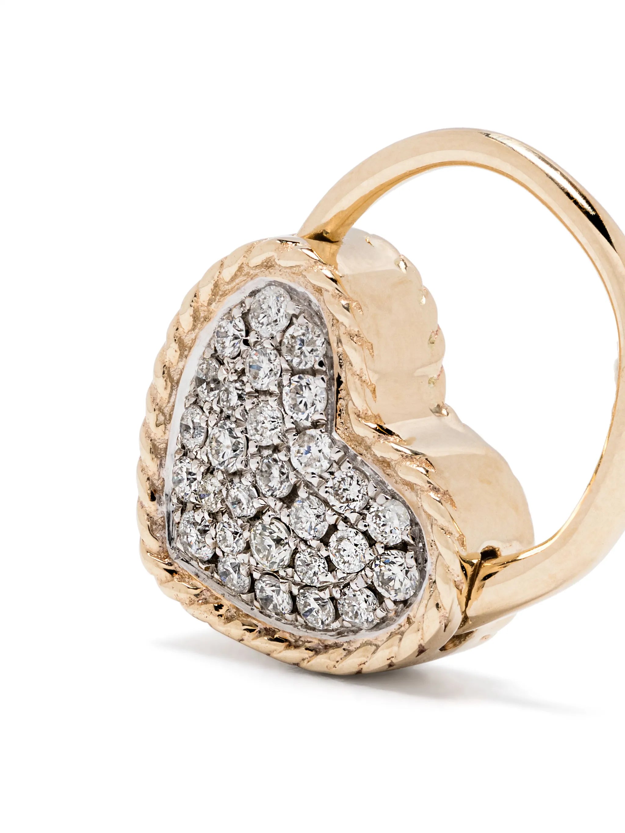 9kt yellow gold Creole Cadenas Coeur diamond earring