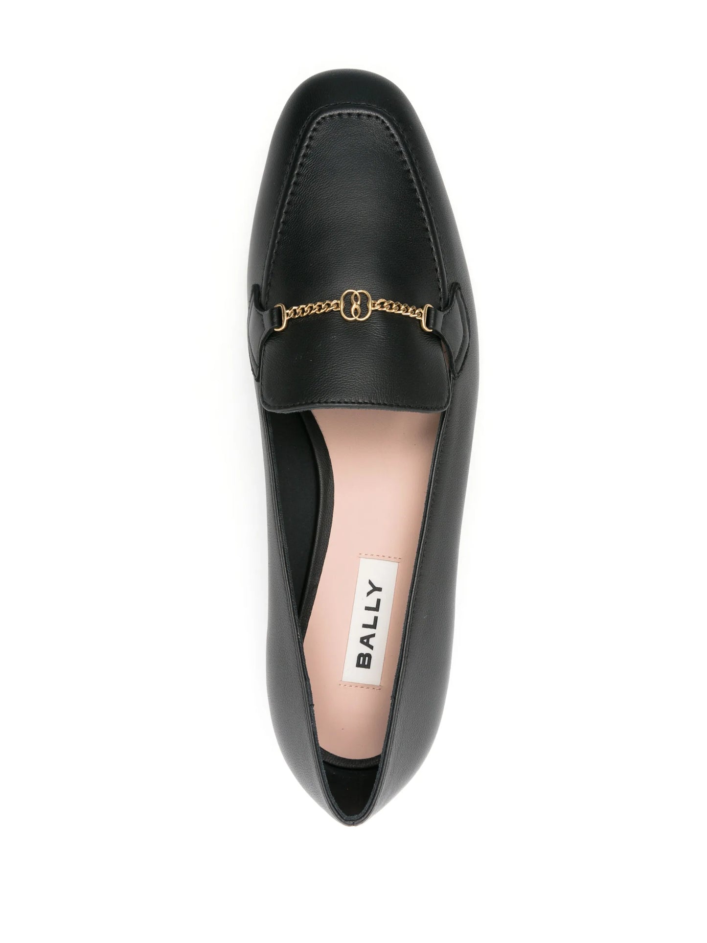 Emblem chain-detail leather loafers