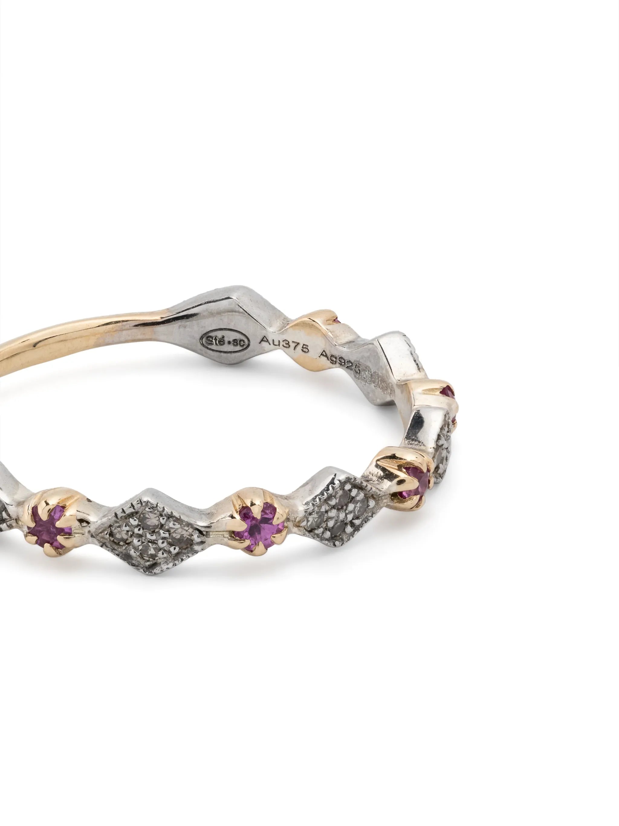 sterling silver Ava N°1 diamond and pink sapphire ring