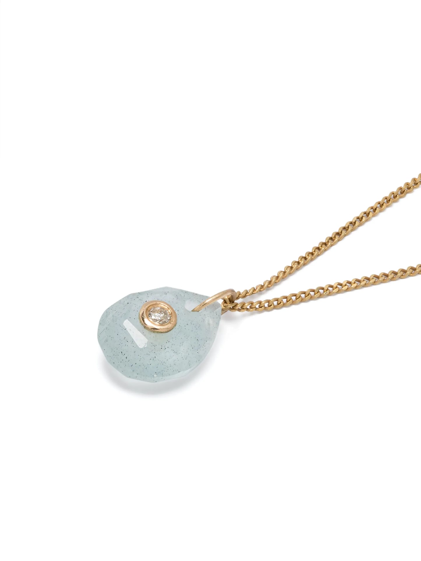 9kt yellow gold Orso diamond and aquamarine necklace