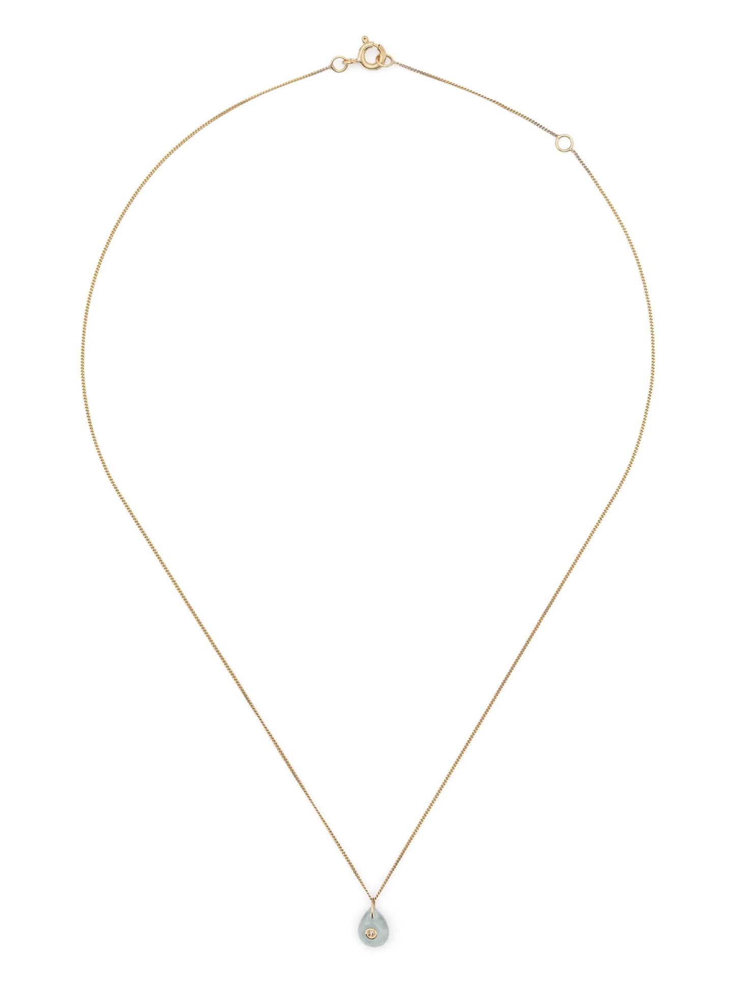 9kt yellow gold Orso diamond and aquamarine necklace