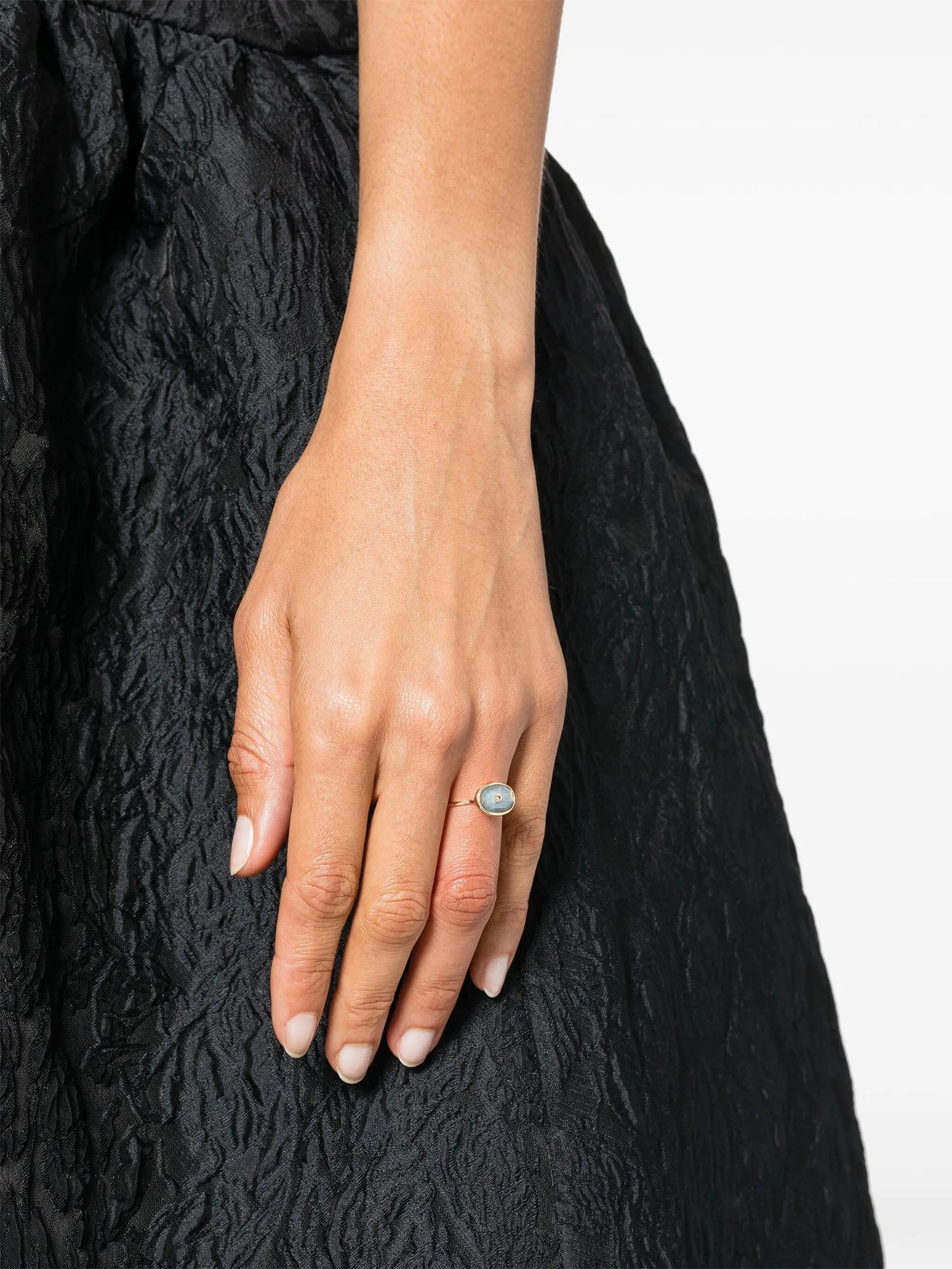 9kt yellow gold Orso diamond and labradorite ring