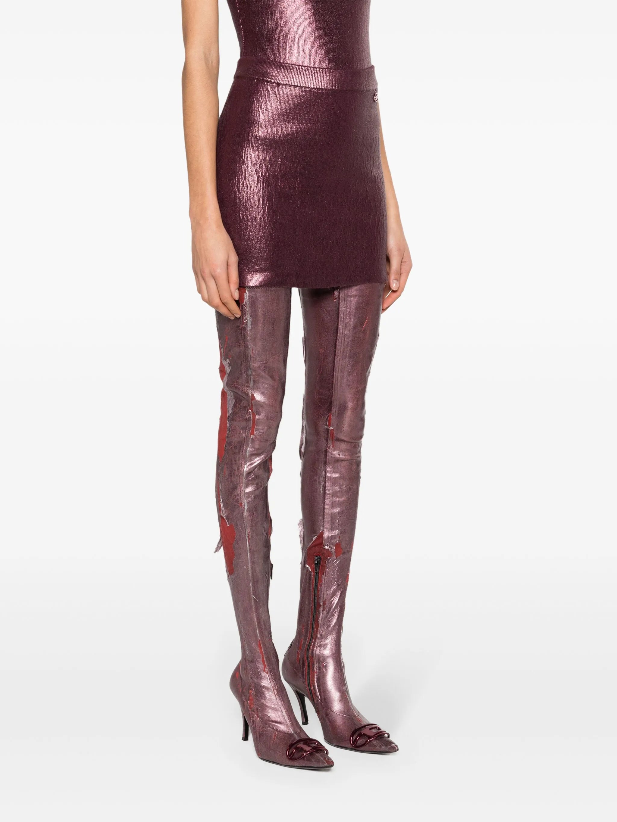 BR-M-Onerva foiled mini skirt
