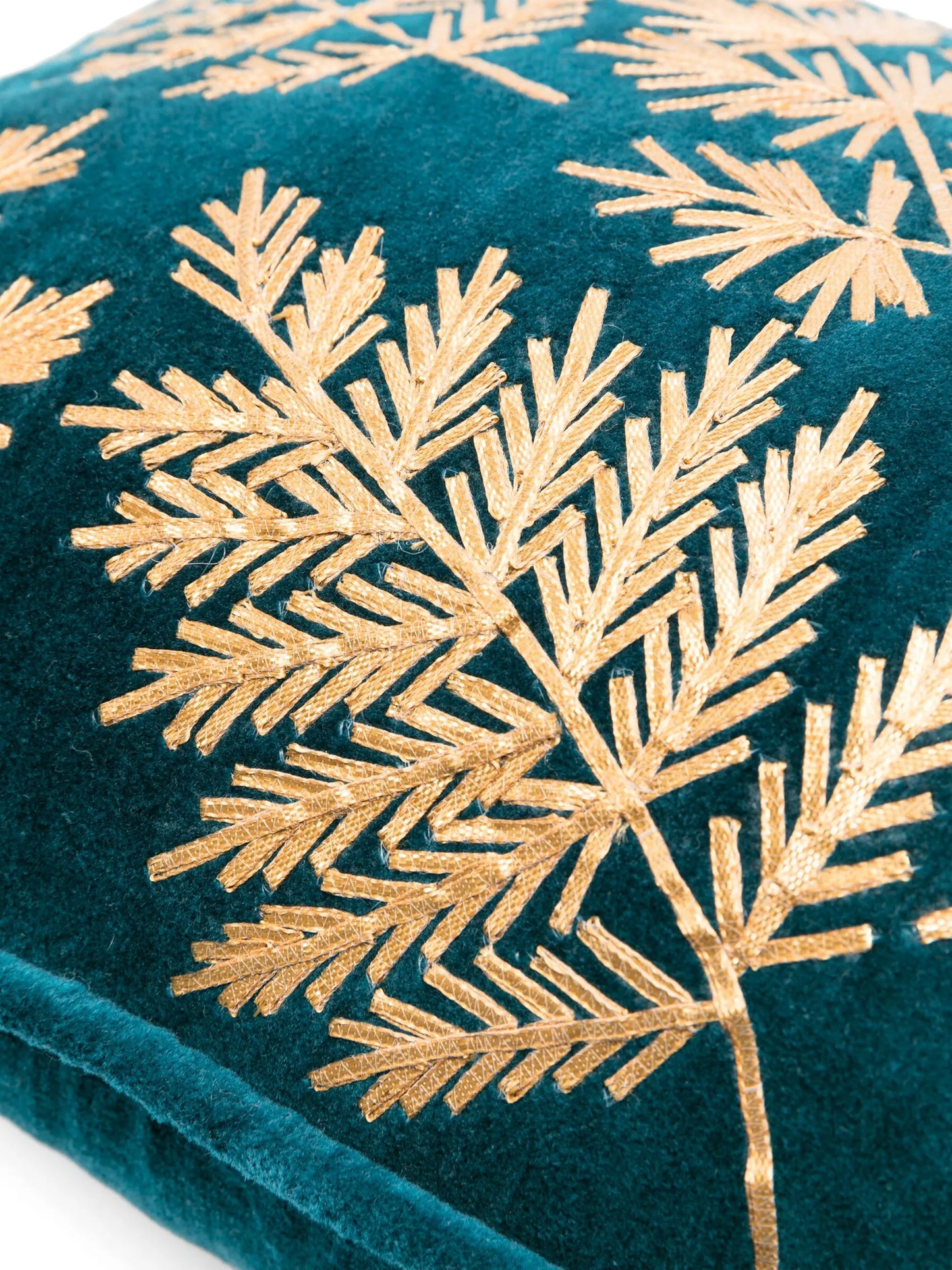 x Browns leaves-embroidered velvet cushion (30cm x 60cm)