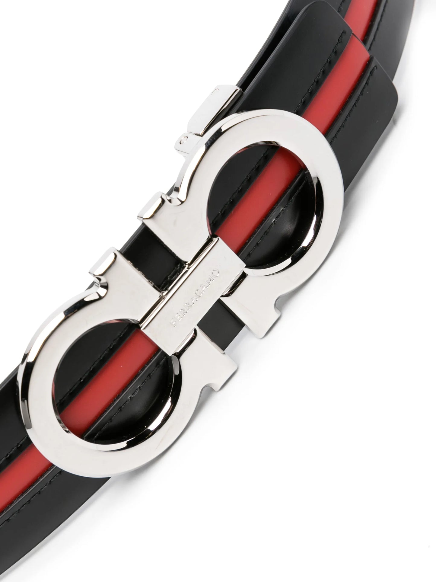 Gancini-buckle leather belt
