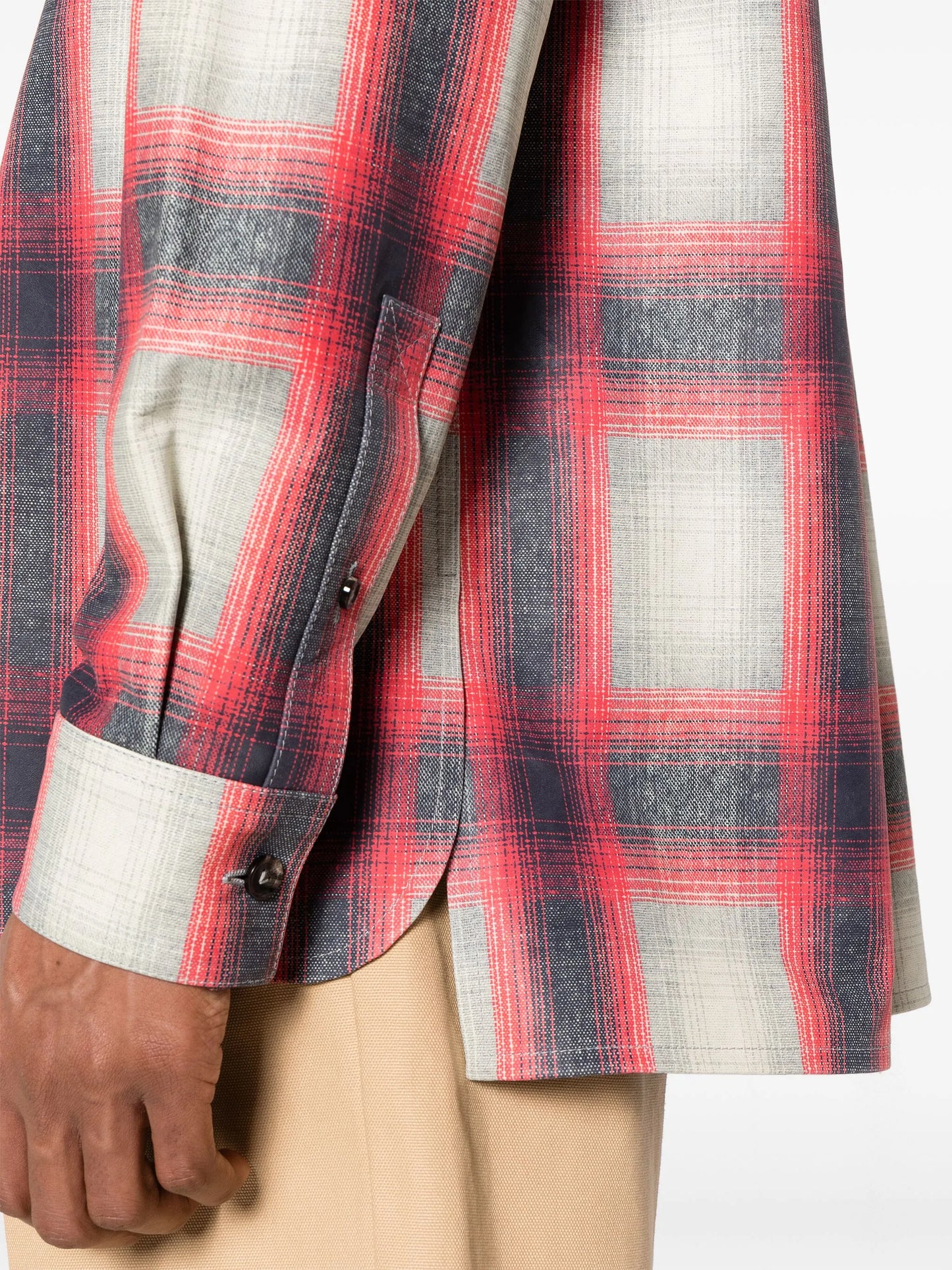 plaid-check nubuck shirt