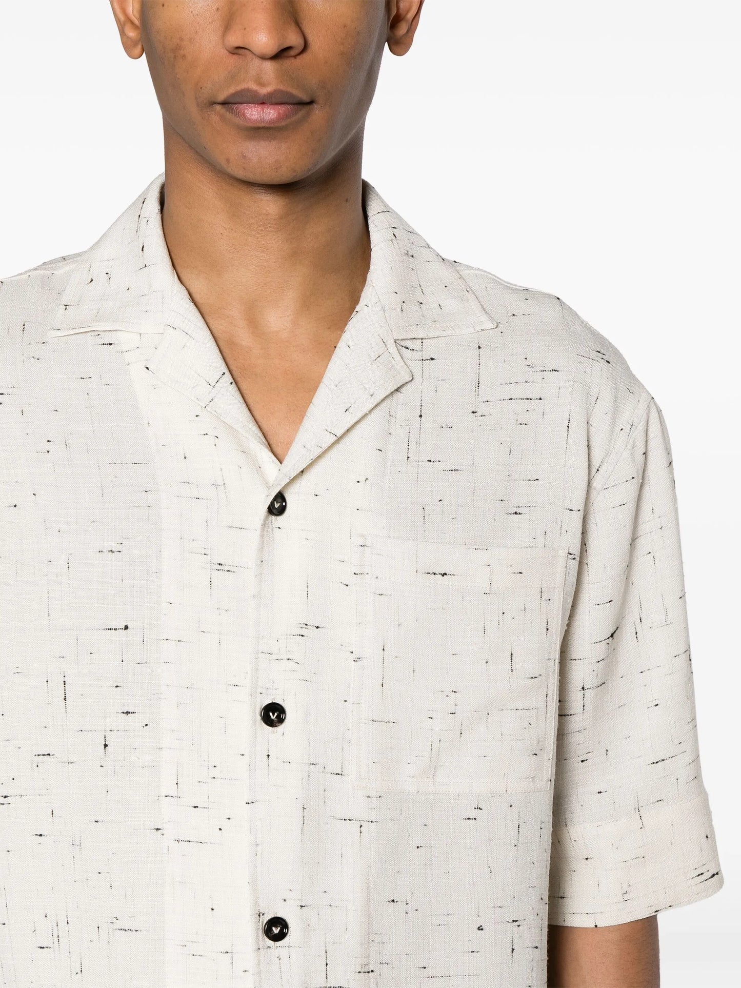 slub-texture camp-collar shirt