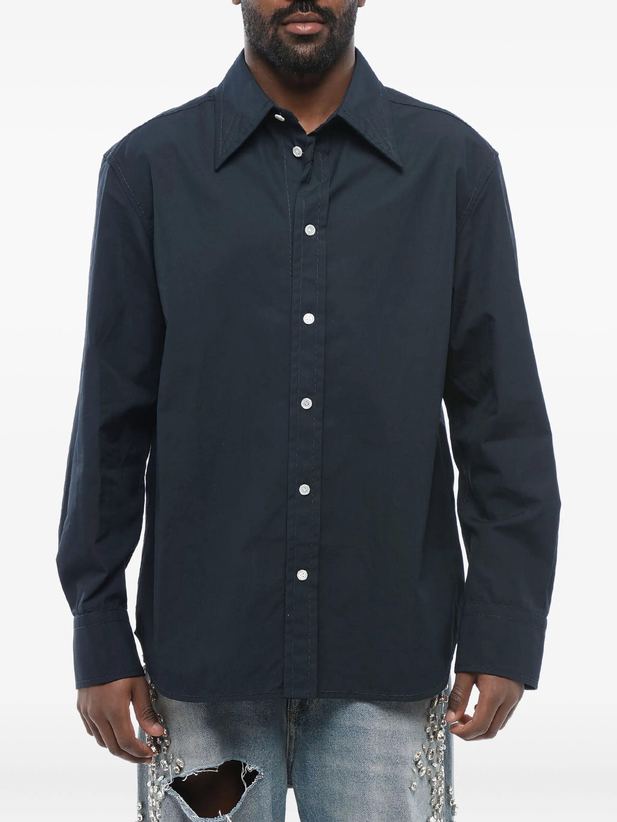 Compact button-up cotton shirt