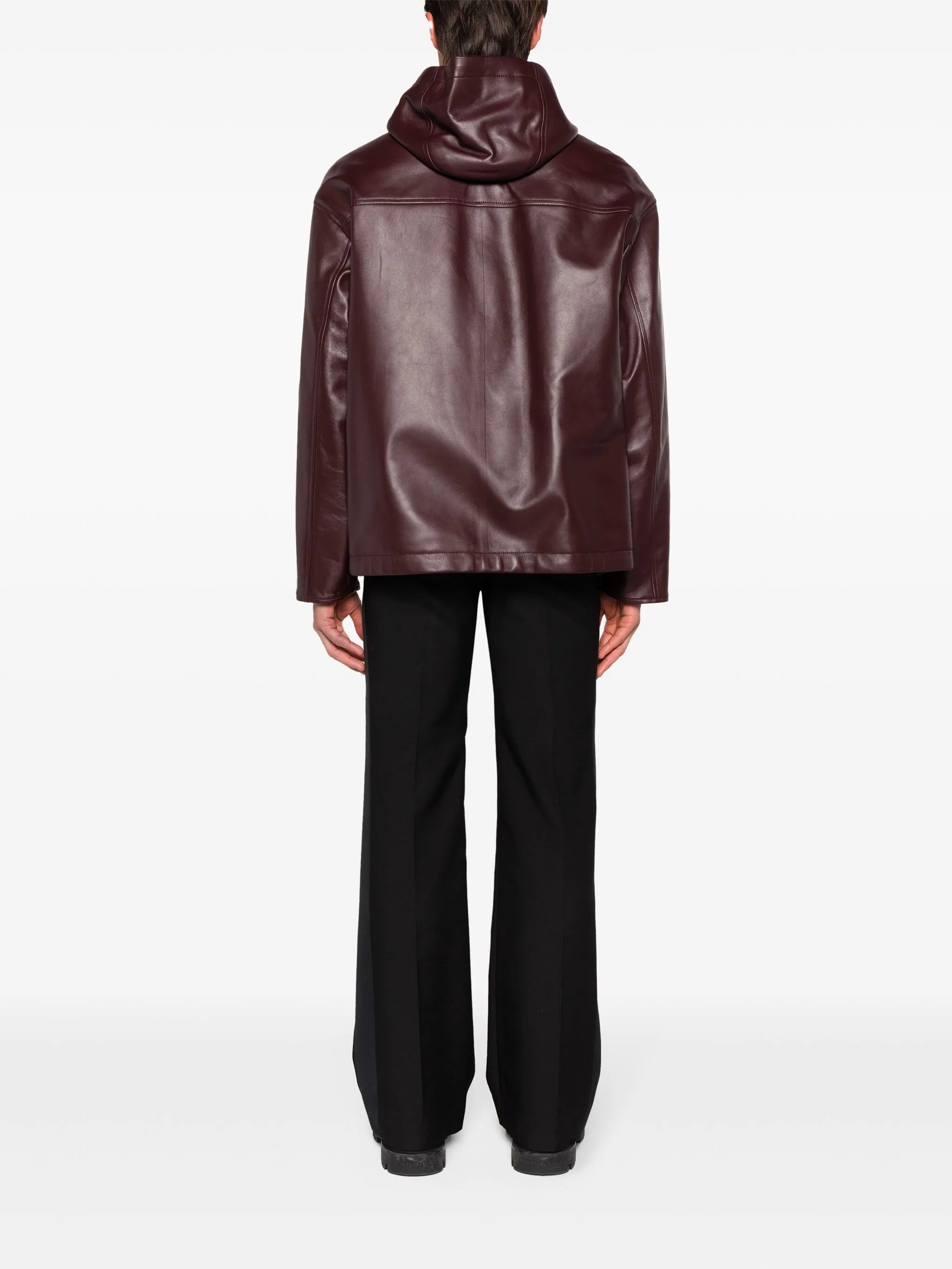 hooded leather jacket