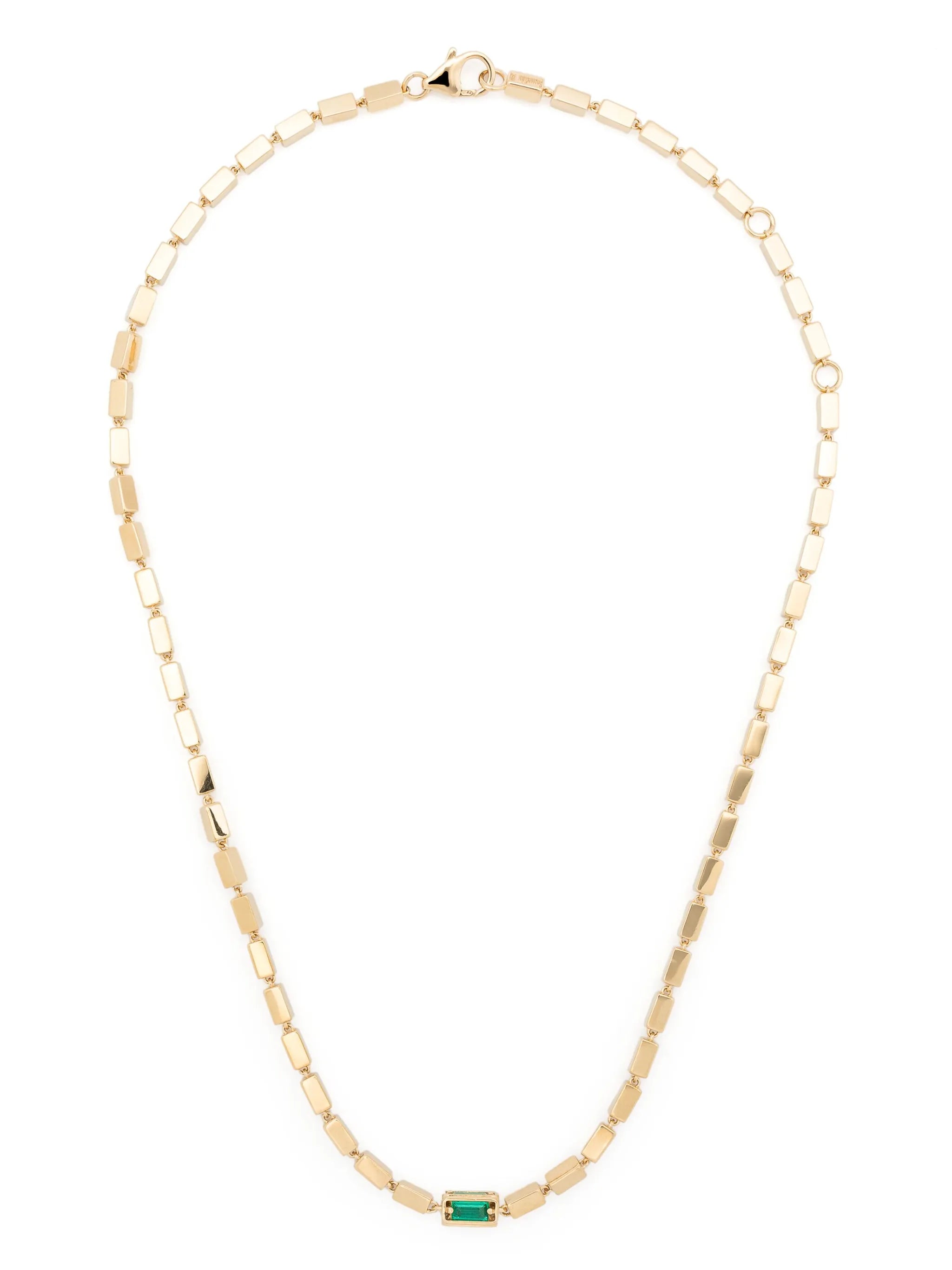 18kt yellow gold Block-Chain emerald baguette link necklace