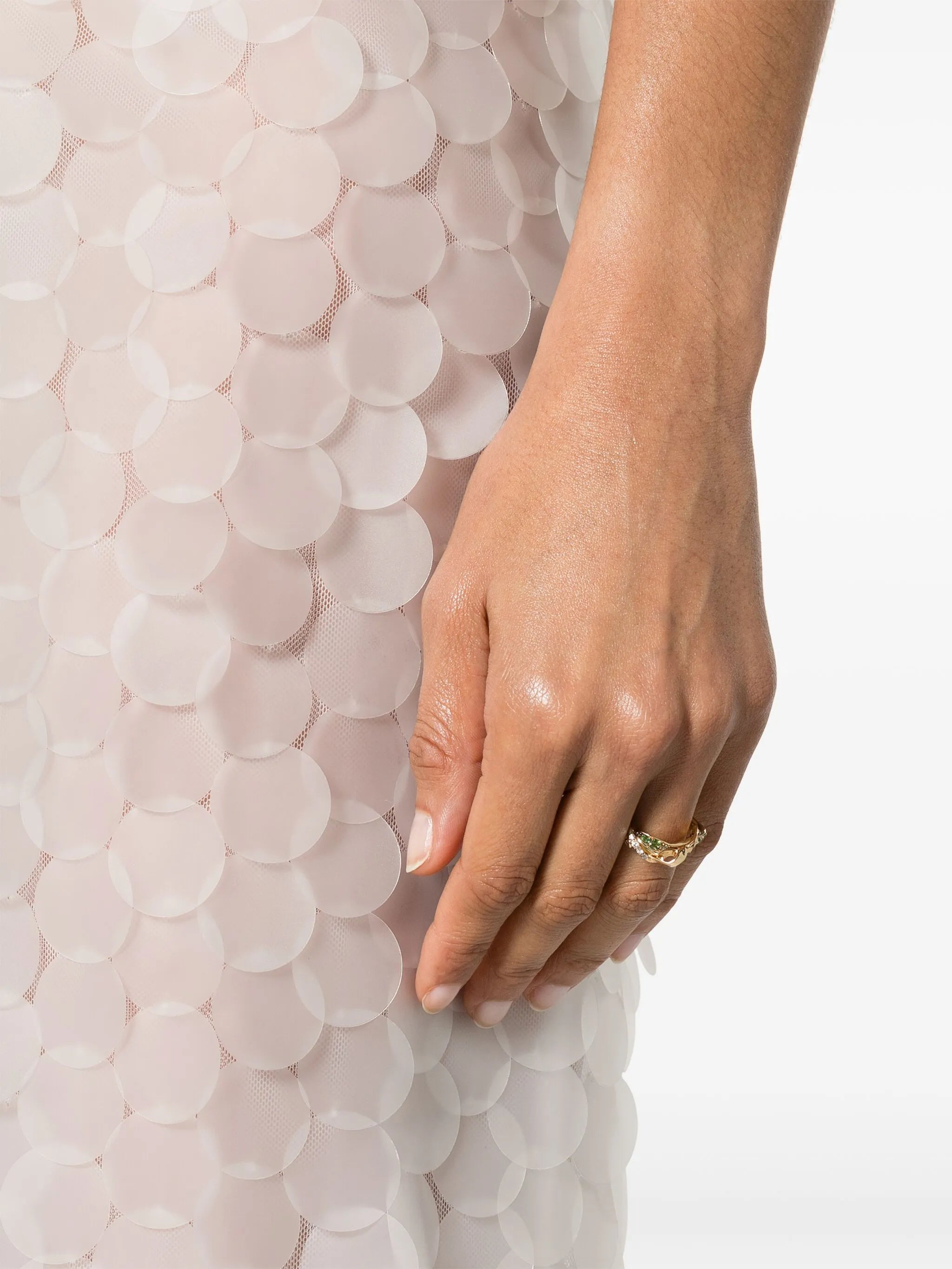 18kt yellow gold Exhale diamond and tsavorite stackable ring