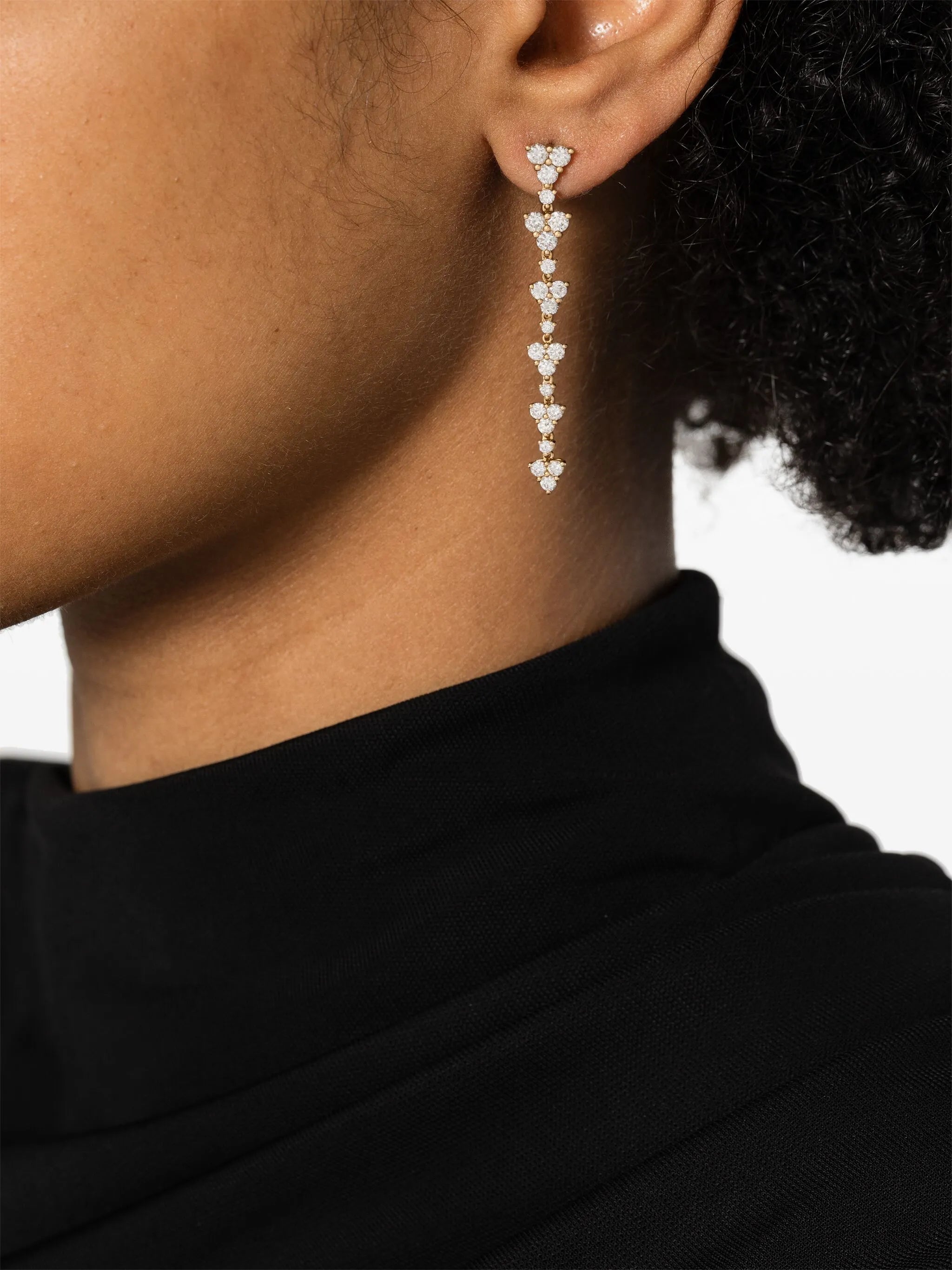18k yellow gold Eternity diamond short drop earrings