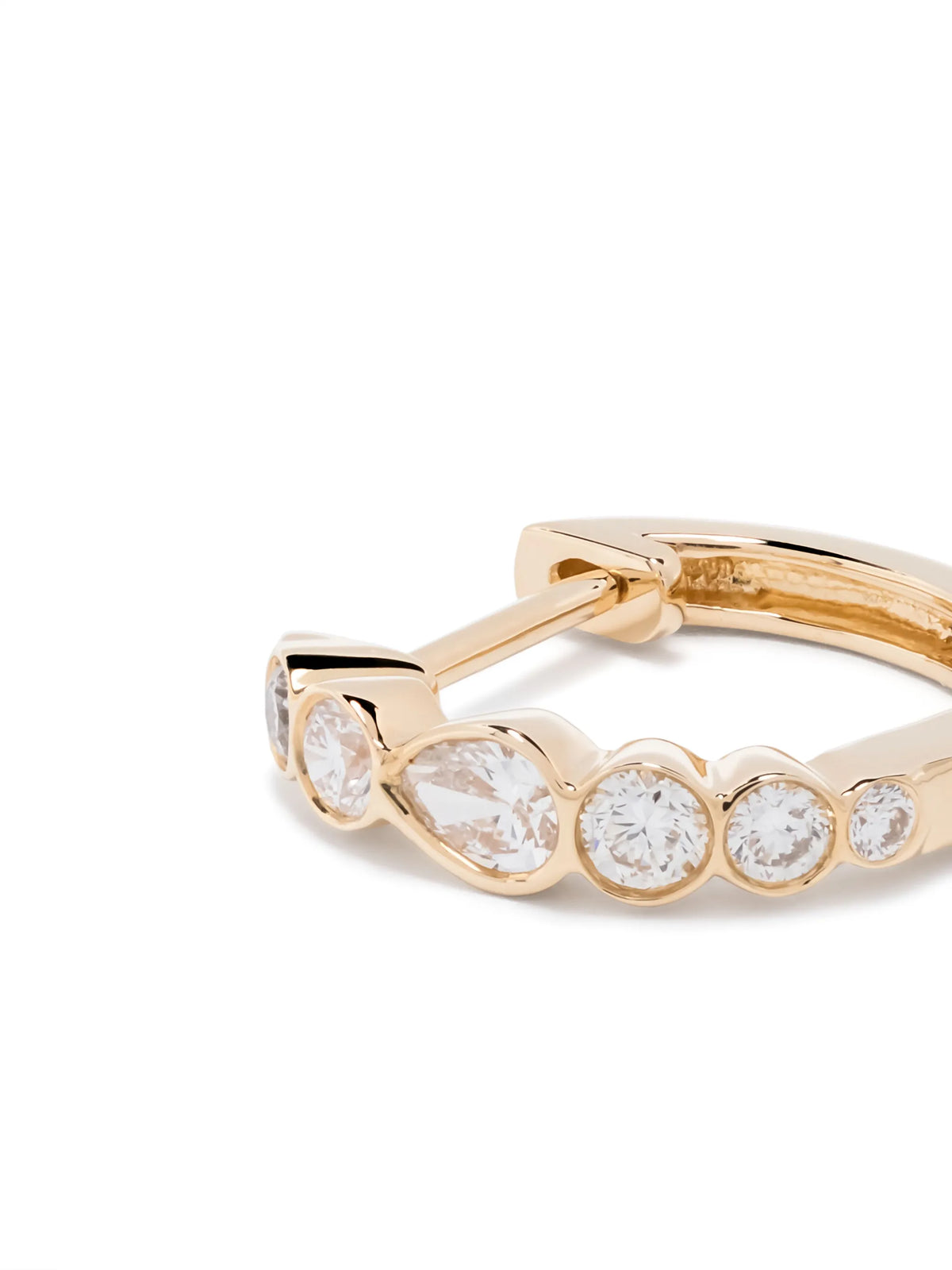 Beverly pear and round bezeled diamond huggies