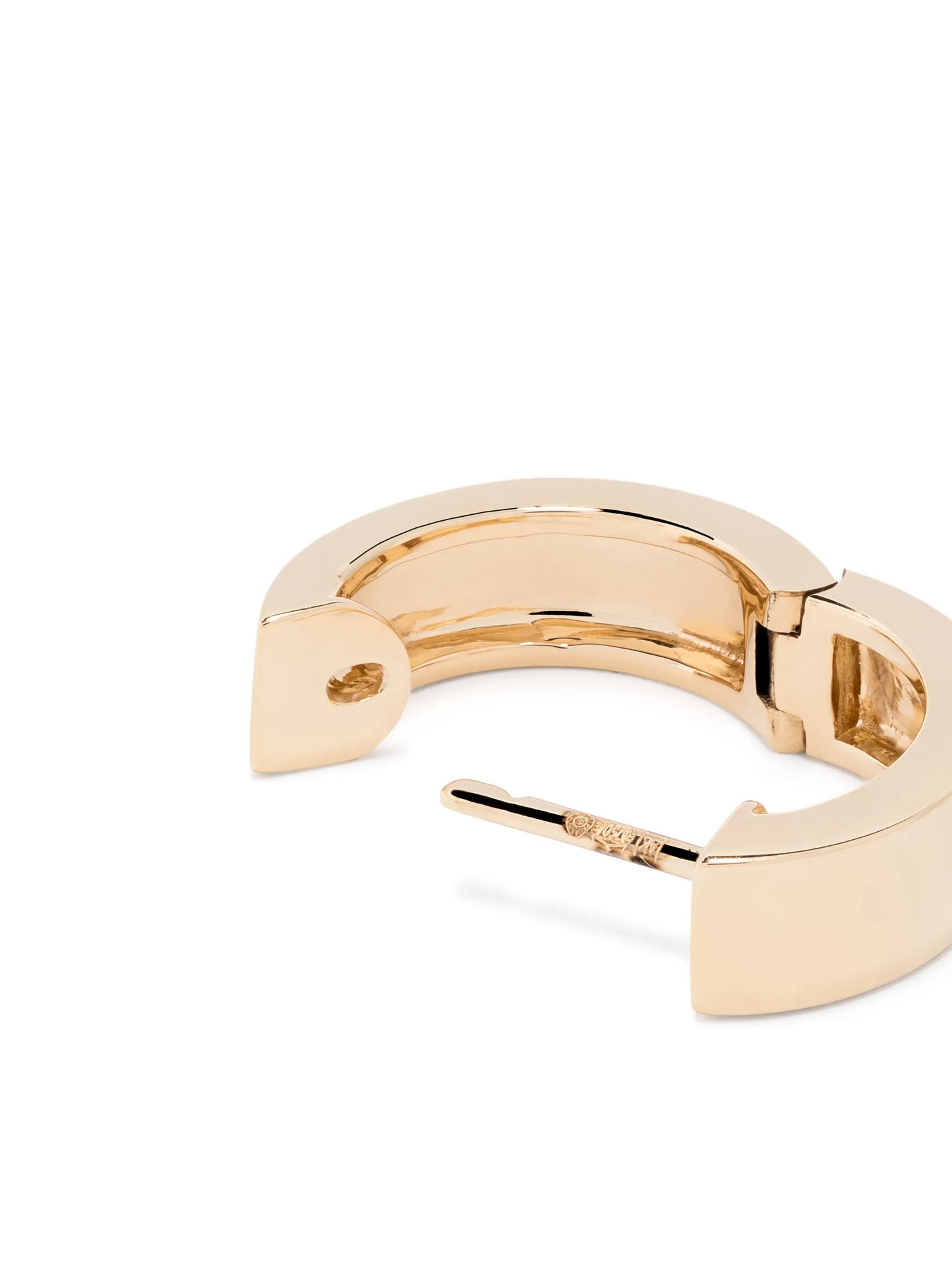18kt yellow gold wide huggie-hoop earrings