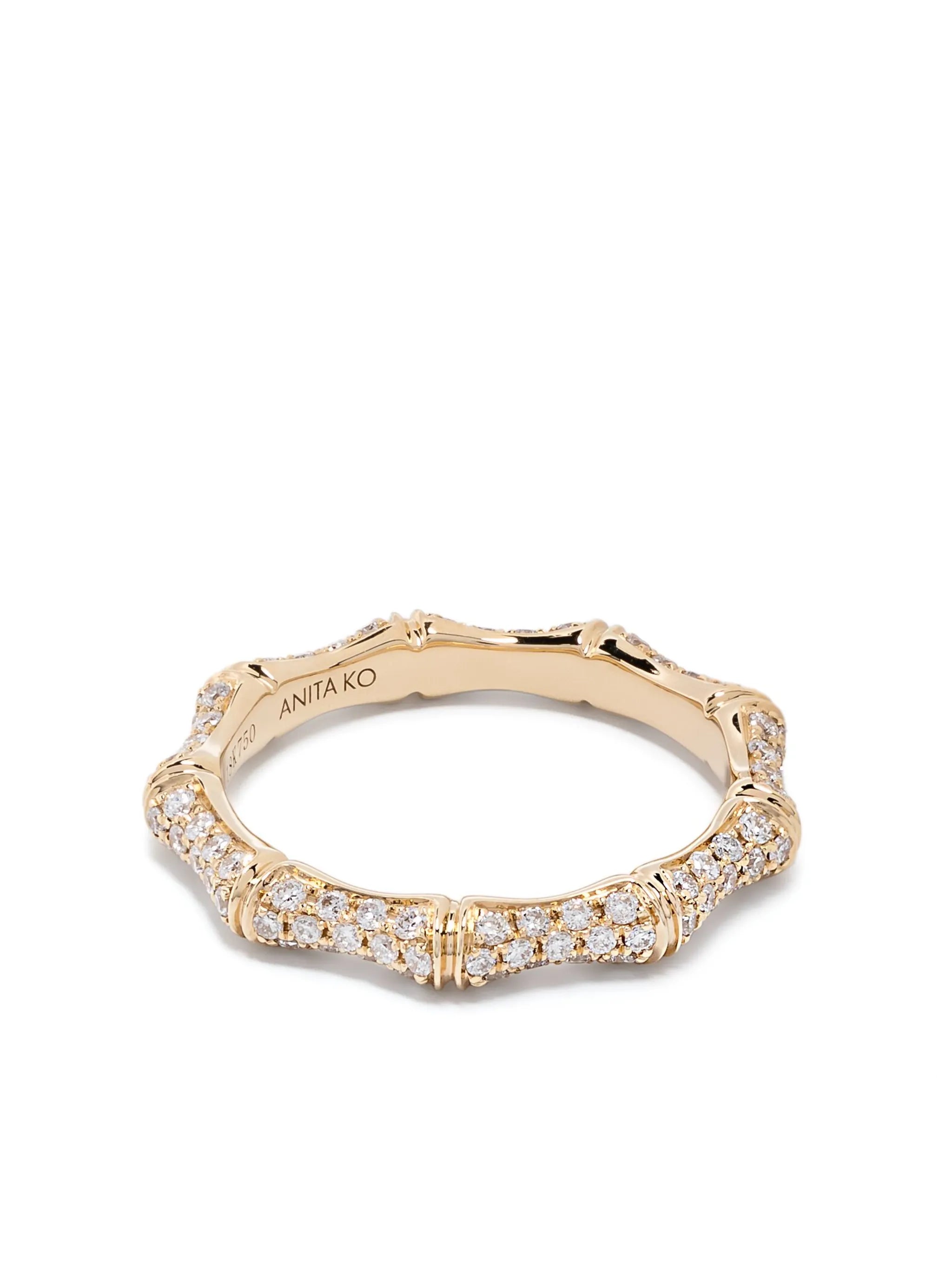 18kt yellow gold Bamboo diamond ring
