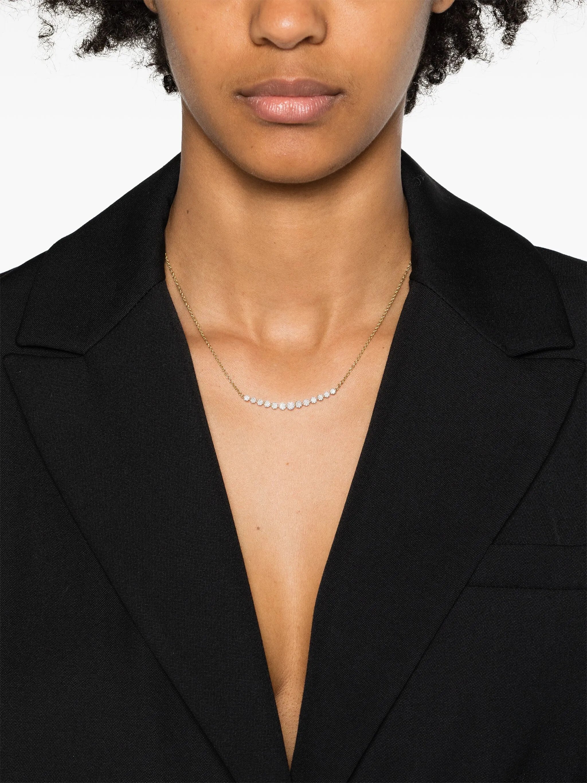 18kt yellow gold Crescent diamond necklace