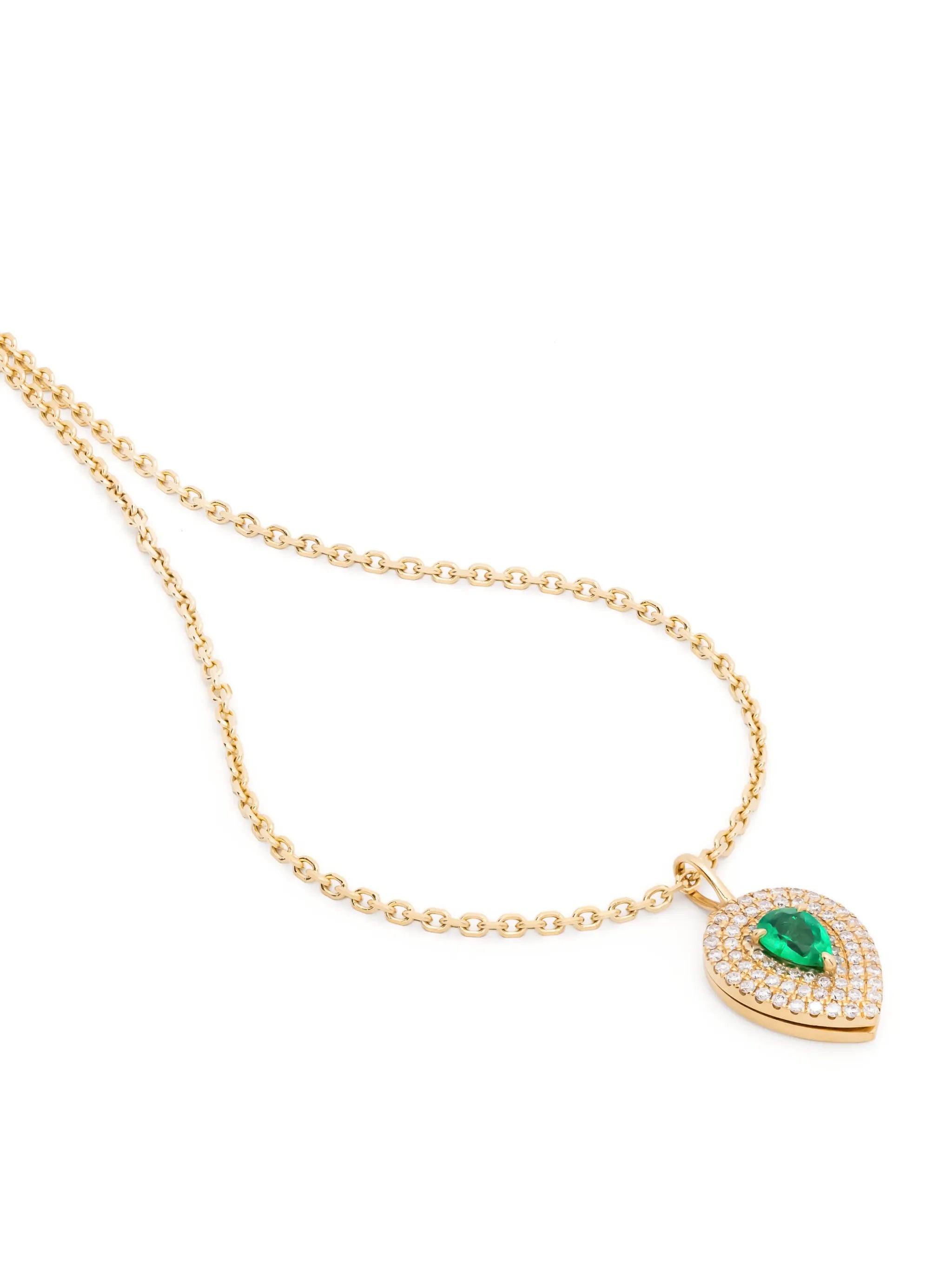 18k yellow gold LouLou emerald and diamond locket necklace