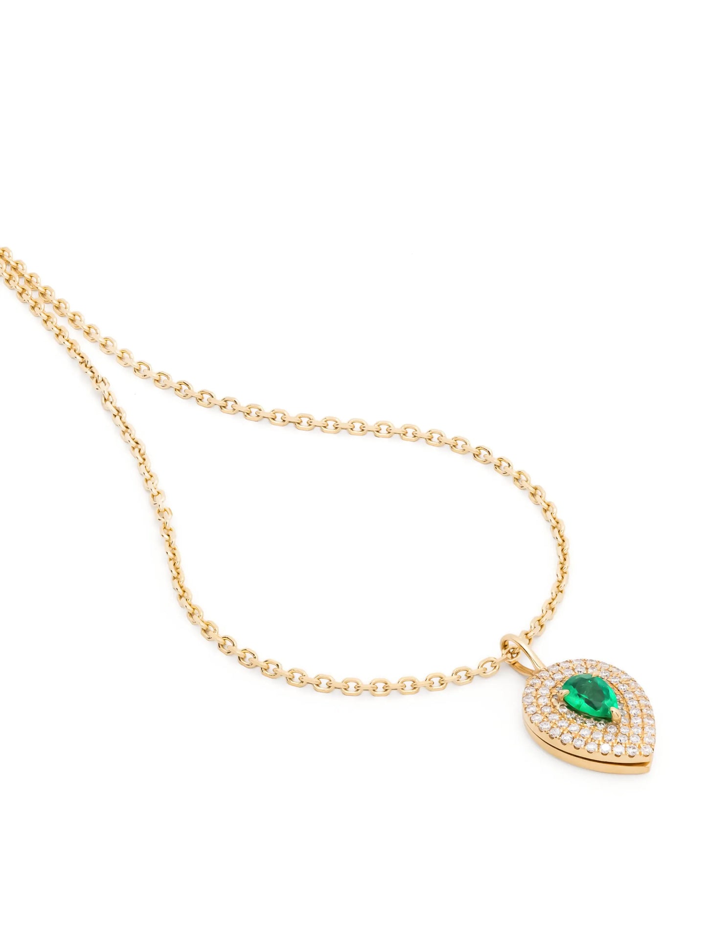 18k yellow gold LouLou emerald and diamond locket necklace