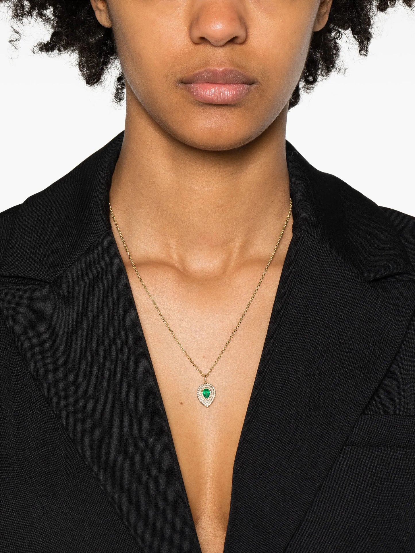 18k yellow gold LouLou emerald and diamond locket necklace
