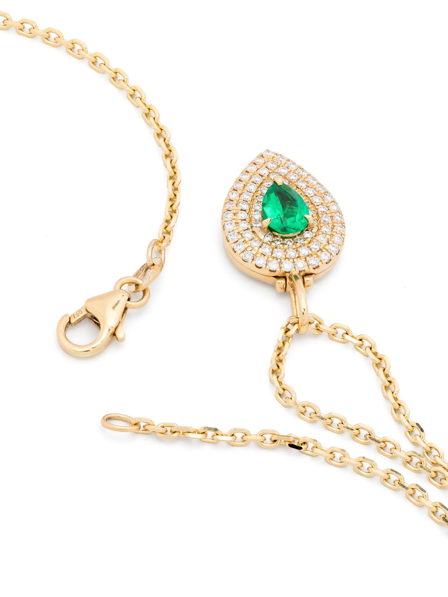 18k yellow gold LouLou emerald and diamond locket necklace
