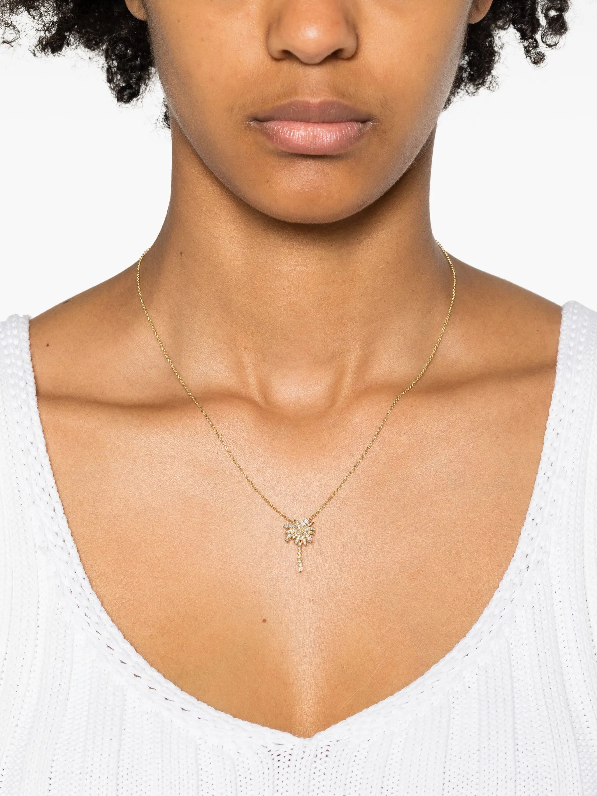 18kt yellow gold Palm Tree diamond necklace