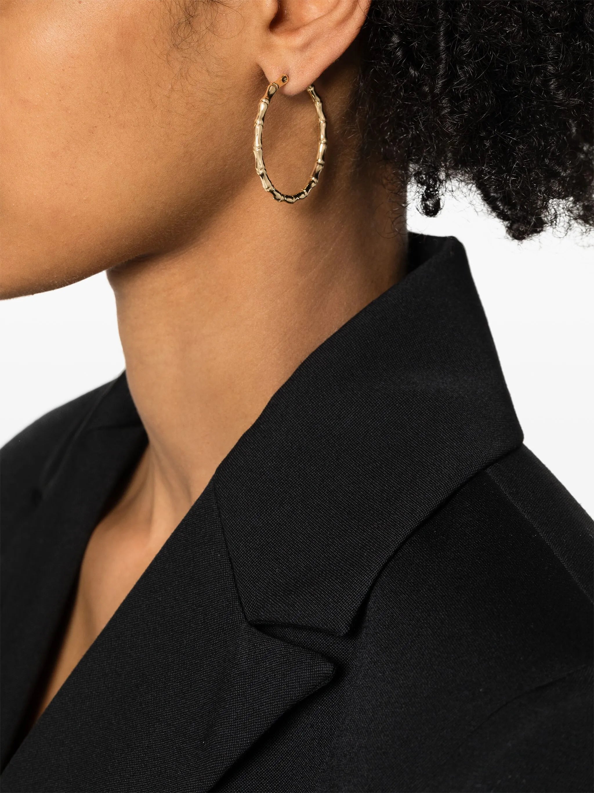18kt yellow gold Bamboo hoop earrings