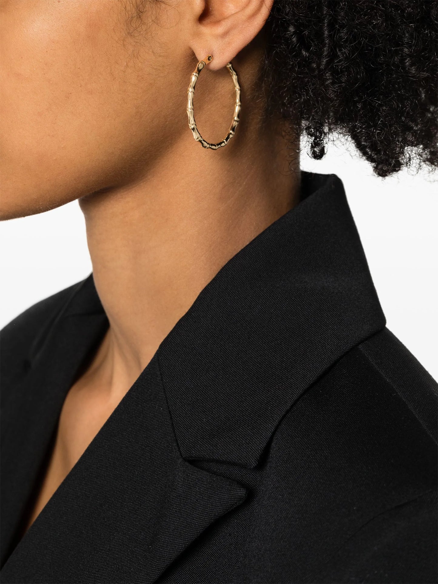 18kt yellow gold Bamboo hoop earrings