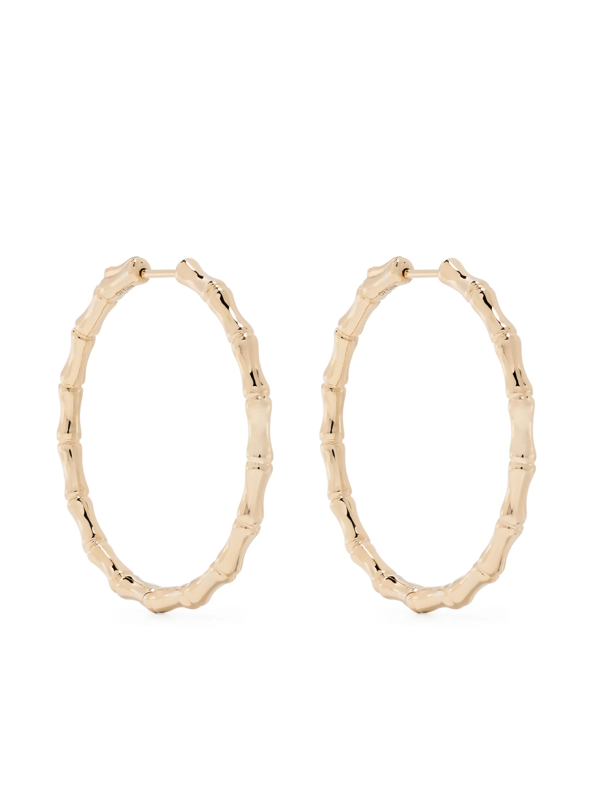 18kt yellow gold Bamboo hoop earrings