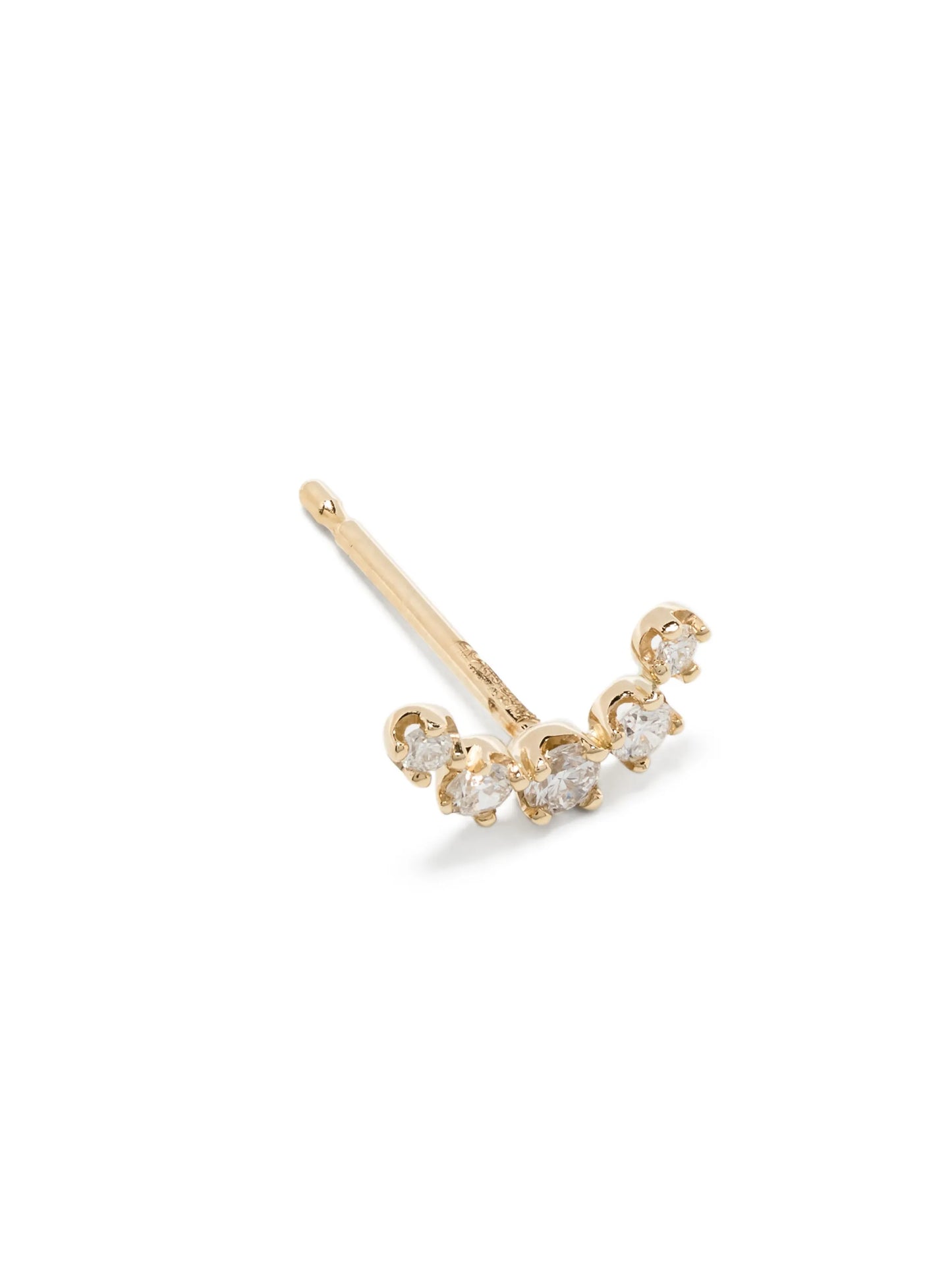 14kt yellow gold curved diamond single earring