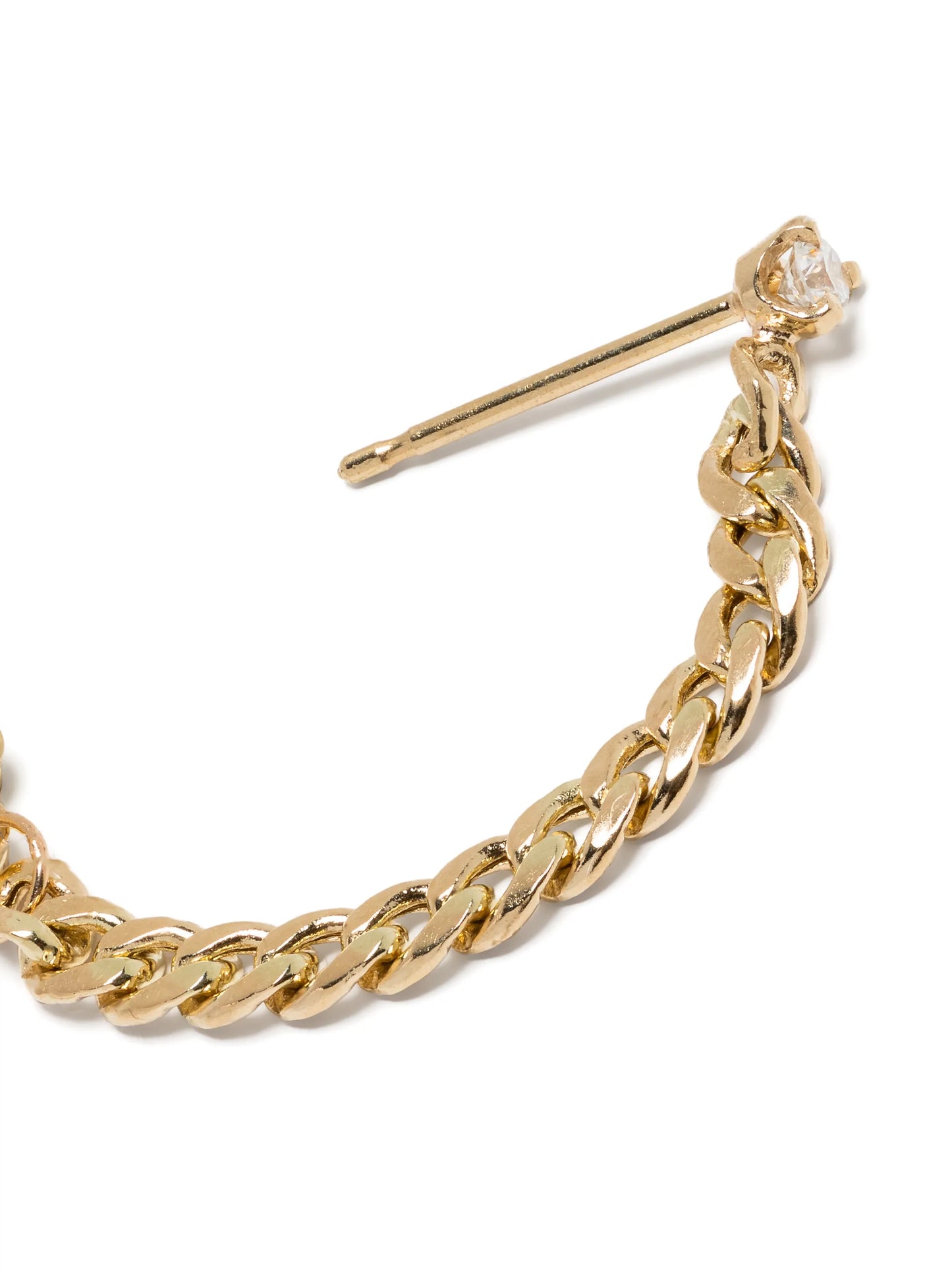 14kt yellow gold curb-chain diamond earrings