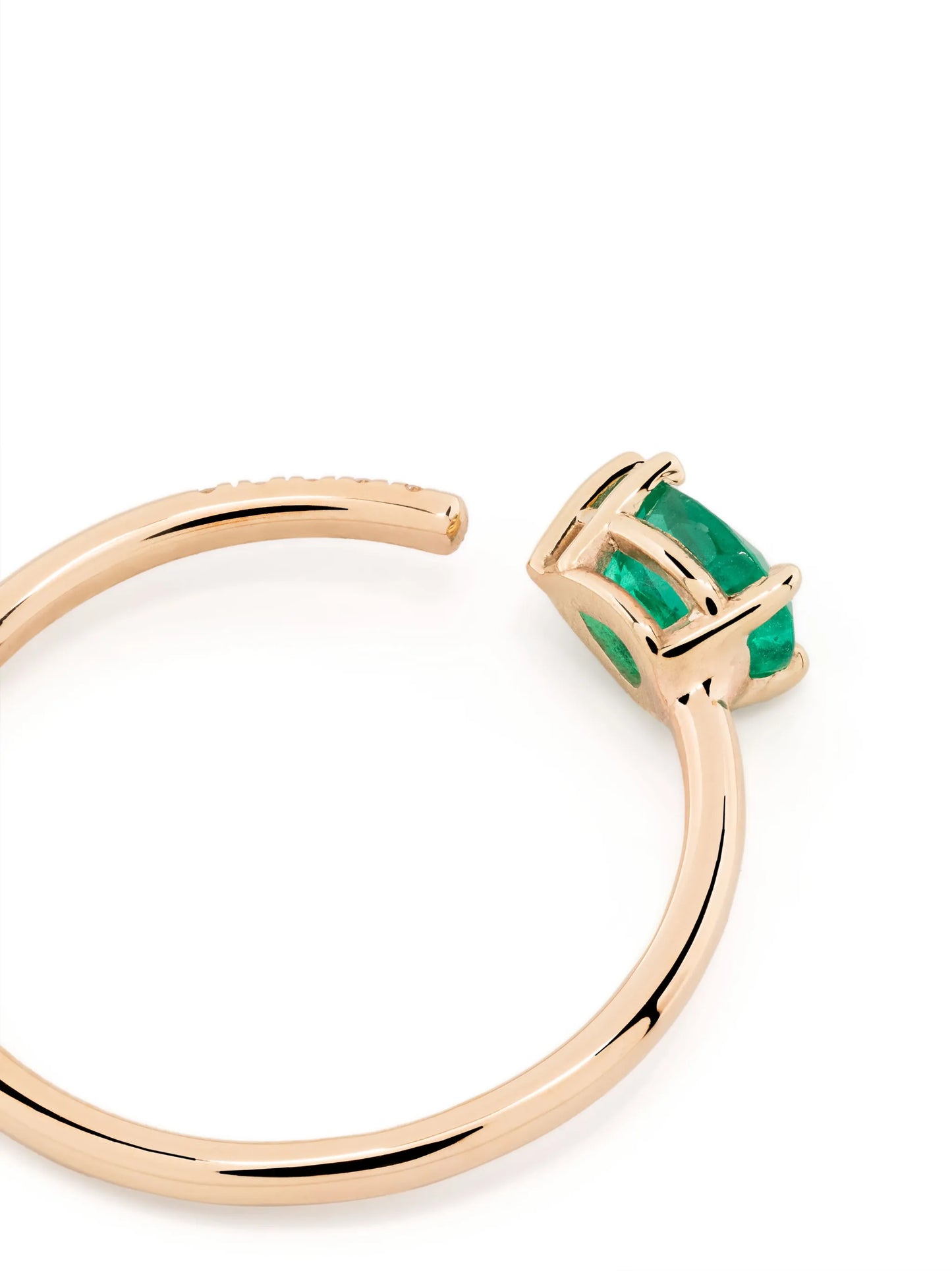 14kt yellow gold emerald and diamond open ring