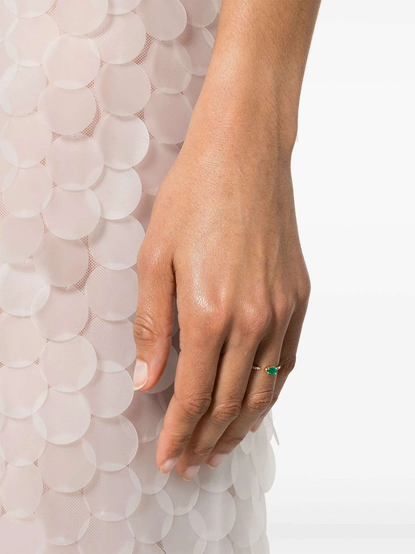 14kt yellow gold emerald and diamond open ring