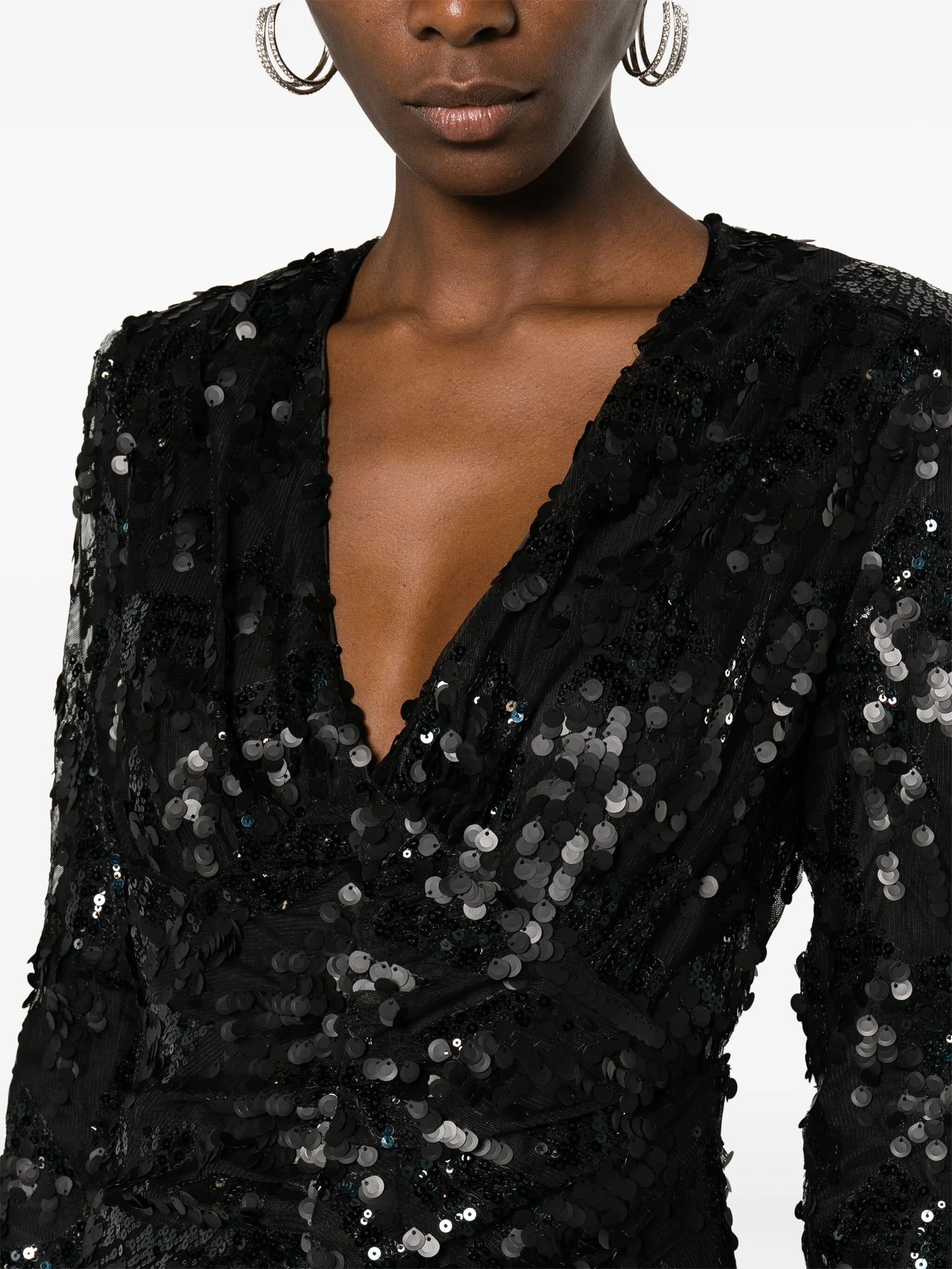 sequined ruched minidress