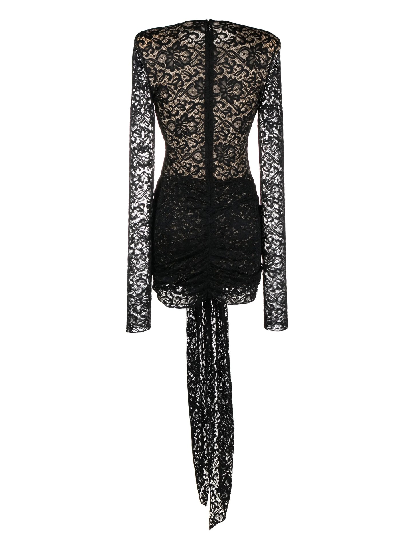 lace-trim bow-tie minidress