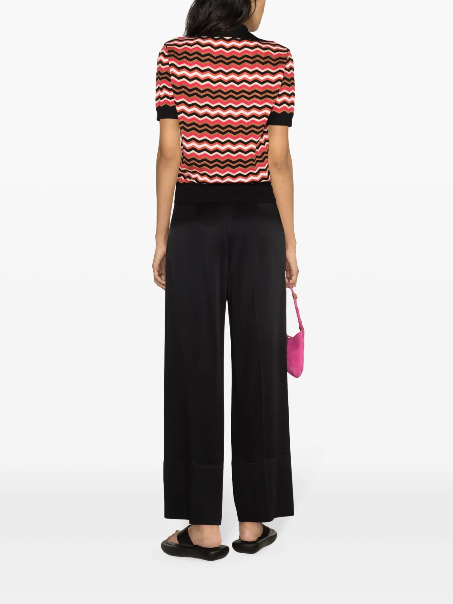 zigzag-print fine-knit top
