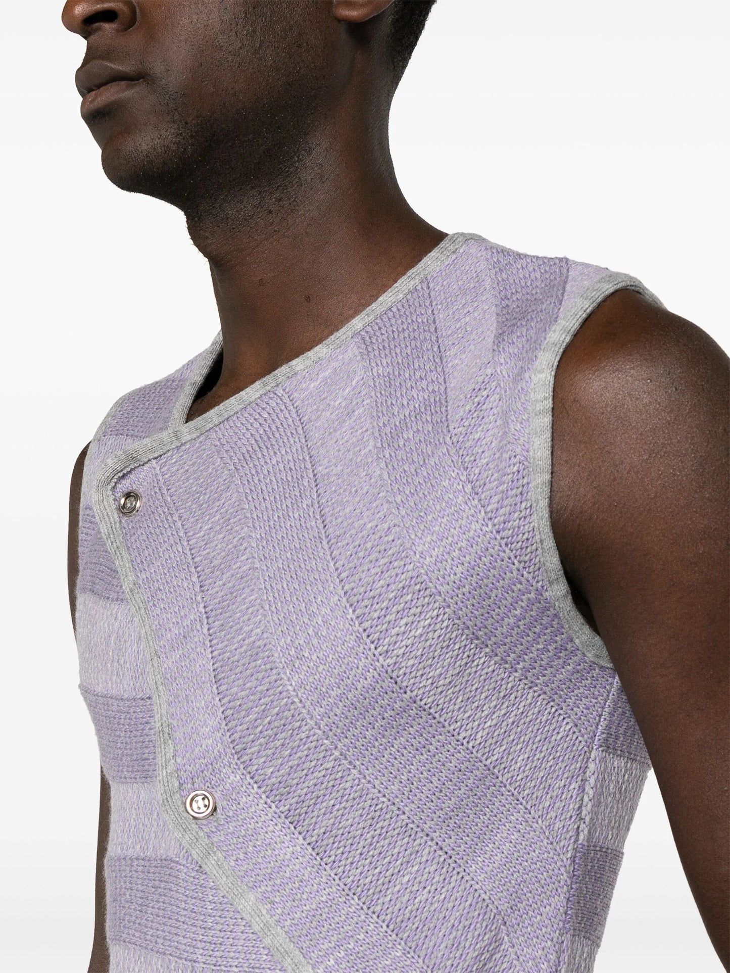 striped asymmetric-neck vest