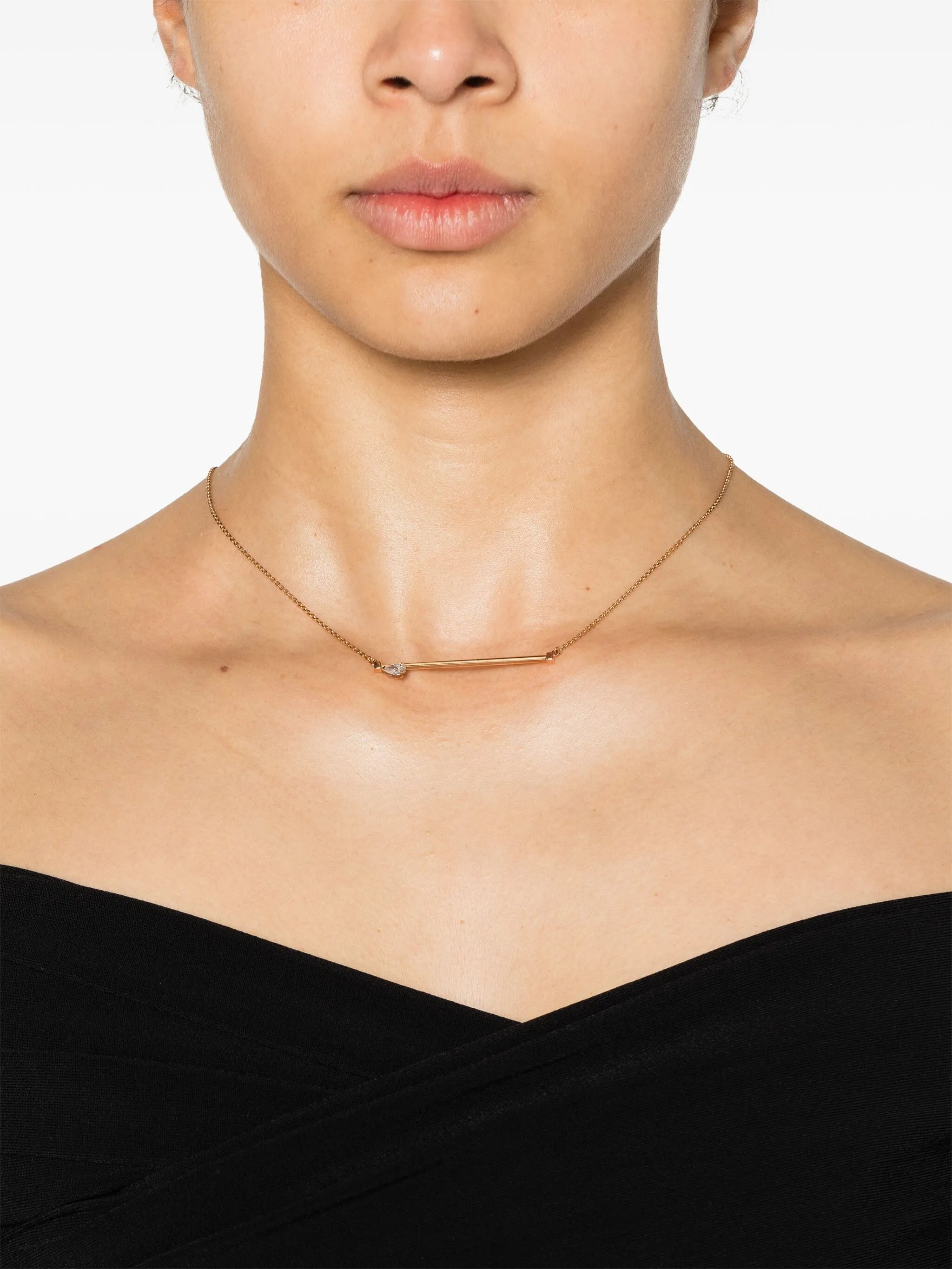 18kt rose gold Serti sur Vide chain-link pendant necklace