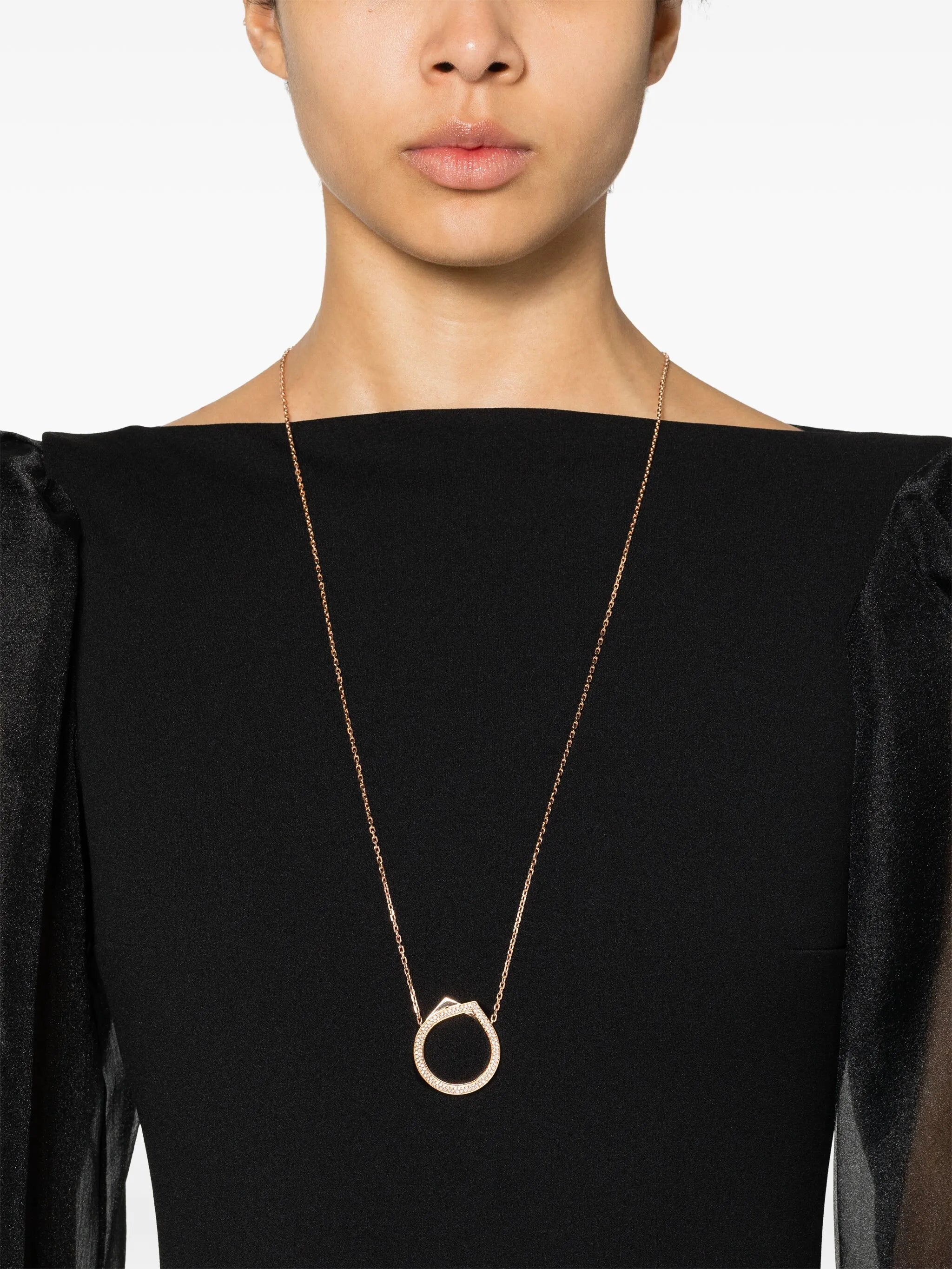 18kt rose gold Antifer diamond pendant necklace